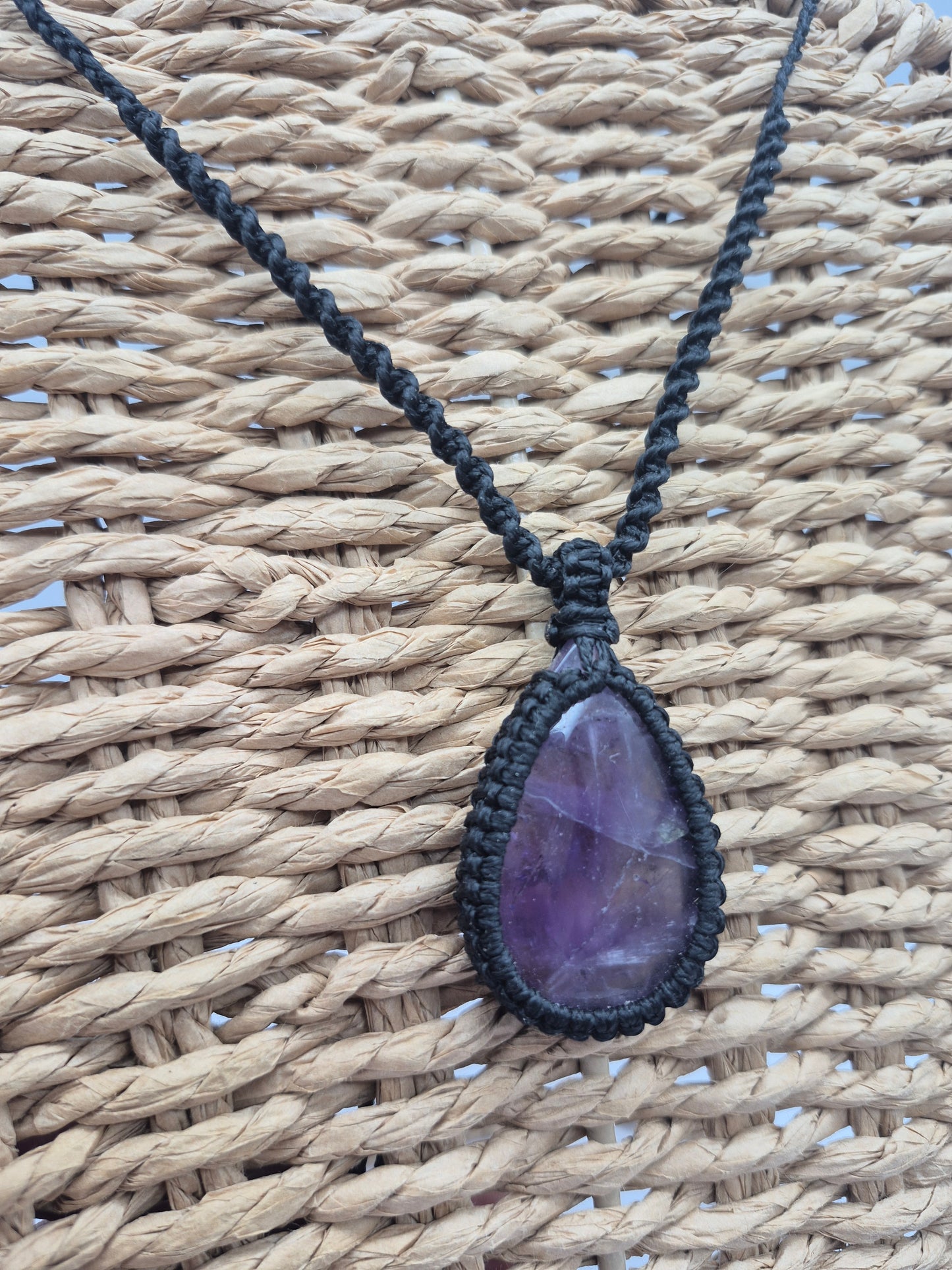 Amethyst Crystal  Macrame Necklace