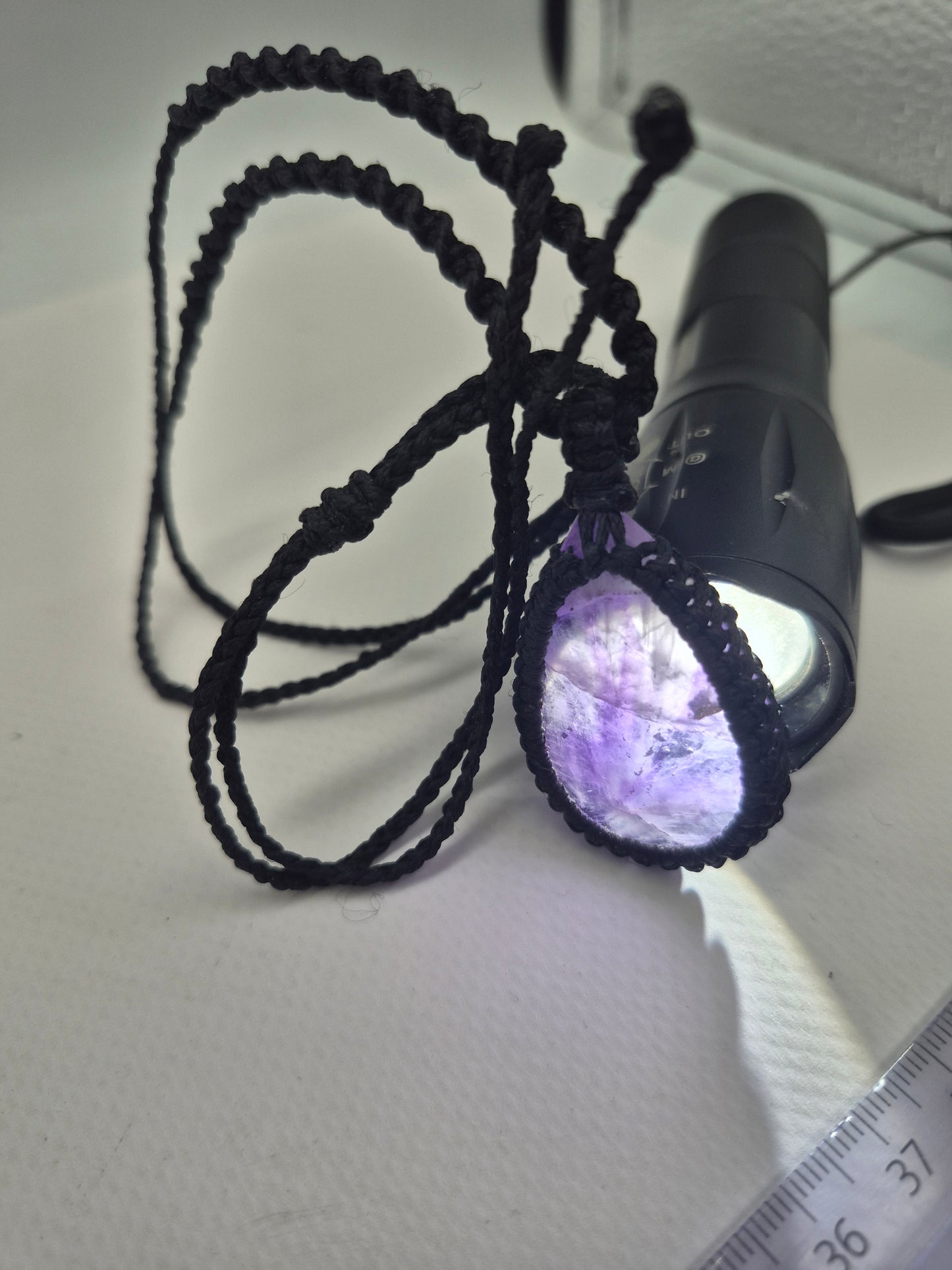 Amethyst Crystal  Macrame Necklace