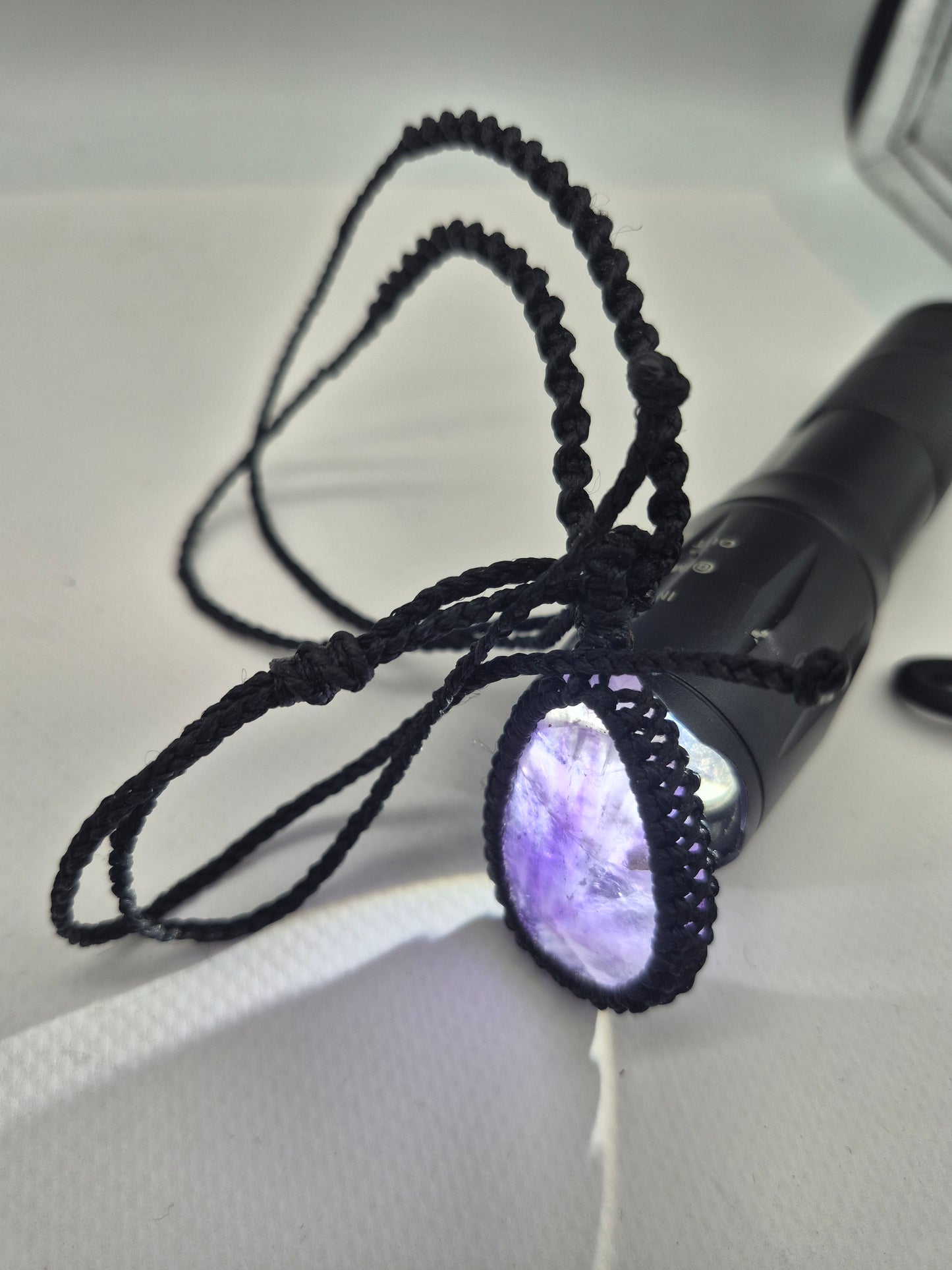 Amethyst Crystal  Macrame Necklace