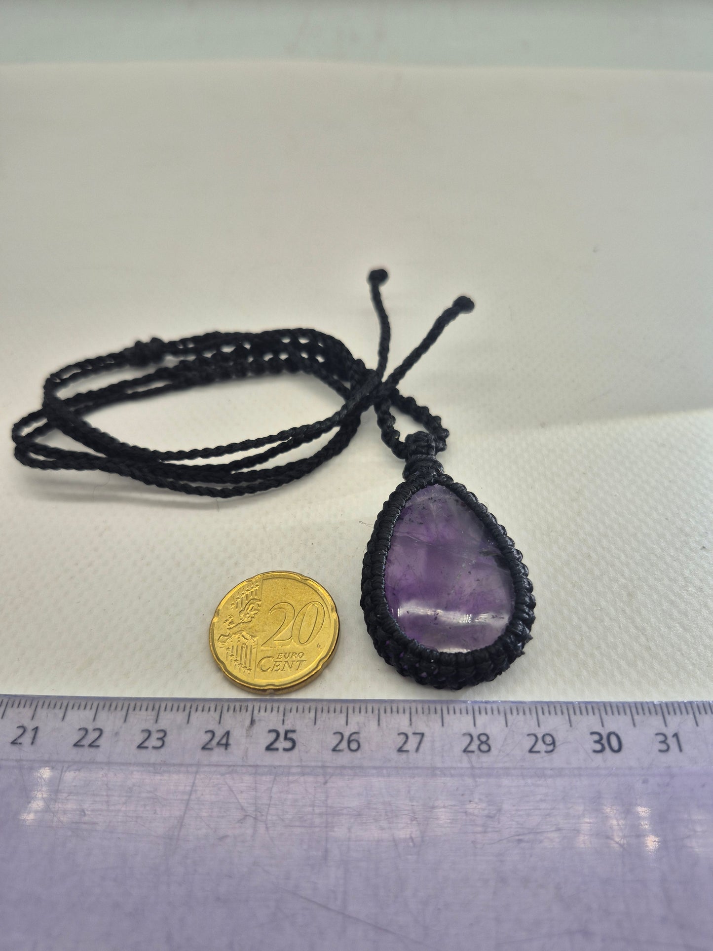 Amethyst Crystal  Macrame Necklace