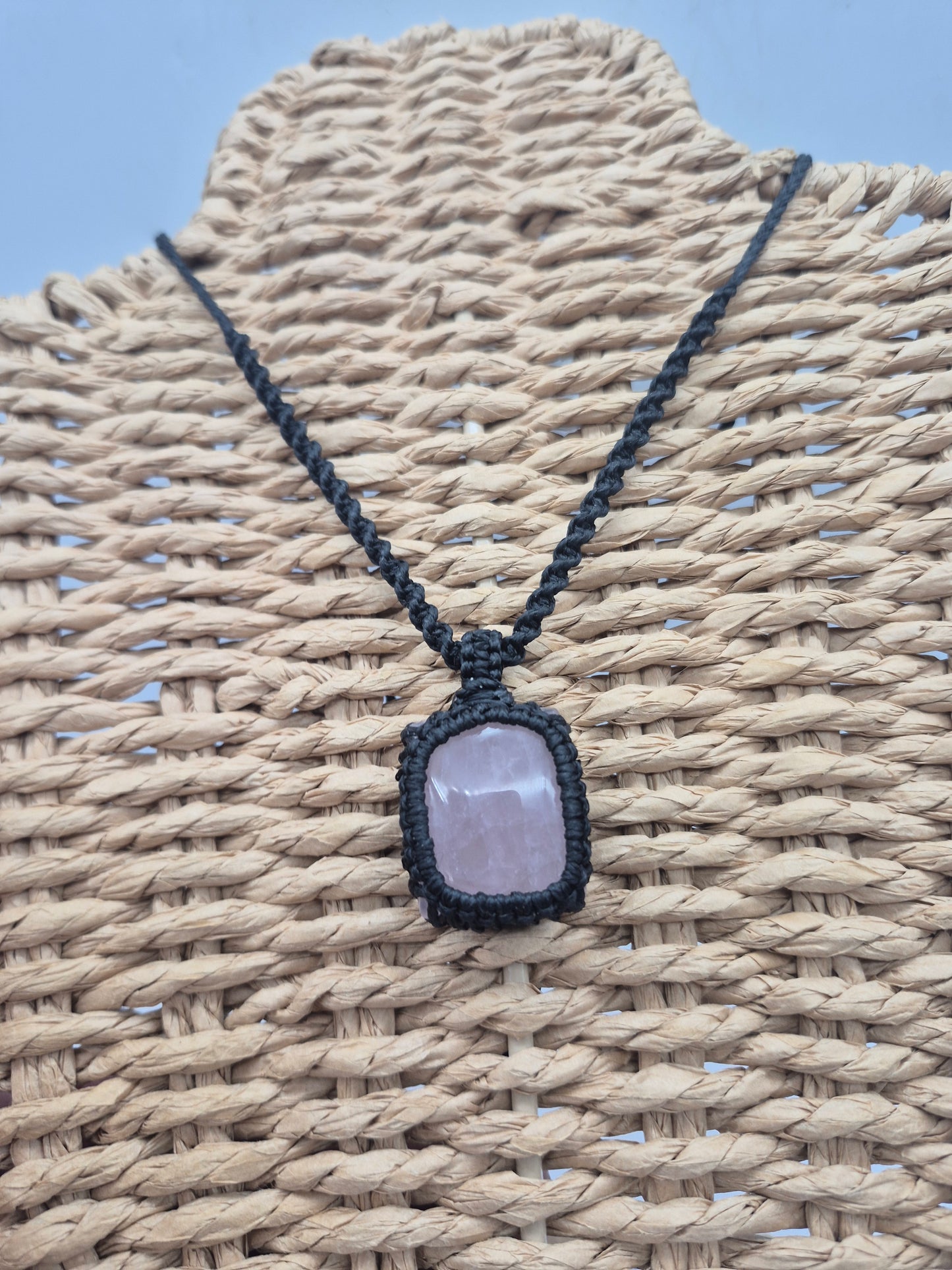 Rose Quartz Crystal Macrame Necklace - Love & Emotional Healing
