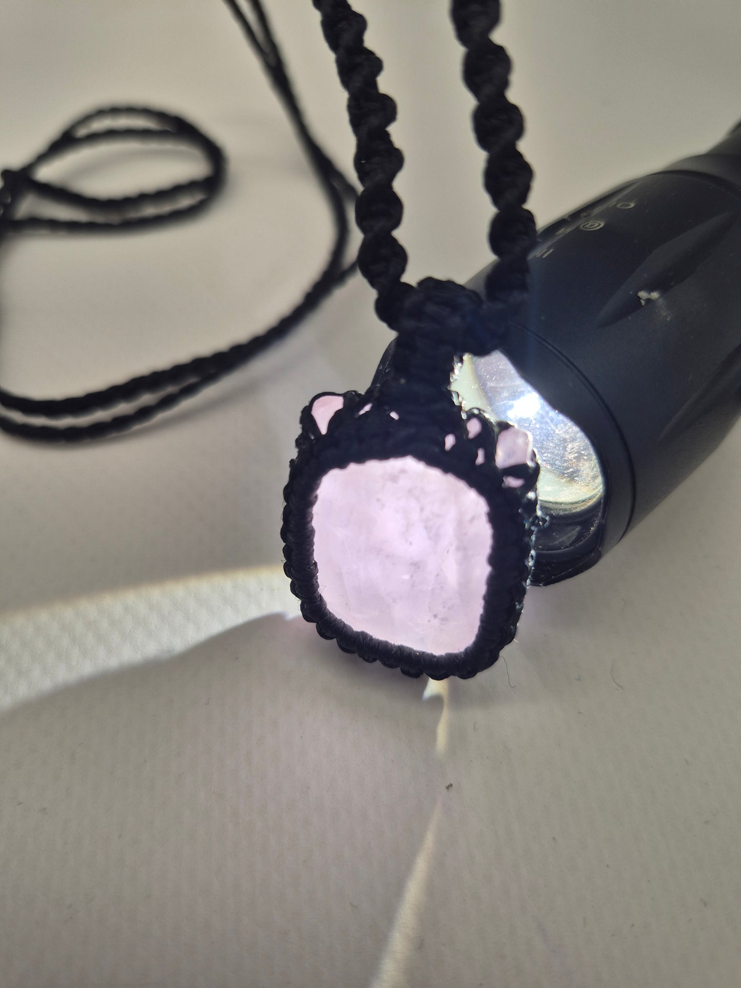 Rose Quartz Crystal Macrame Necklace - Love & Emotional Healing