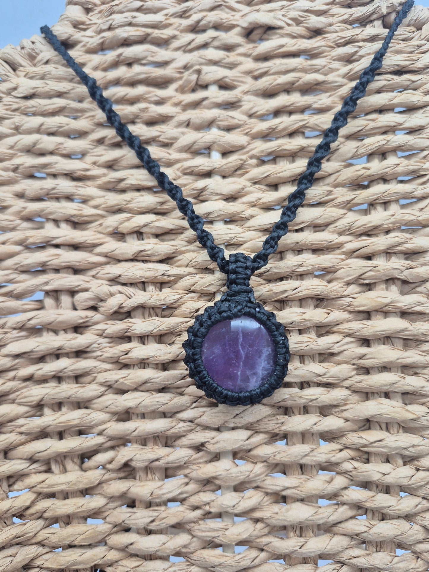 Amethyst Crystal  Macrame Necklace
