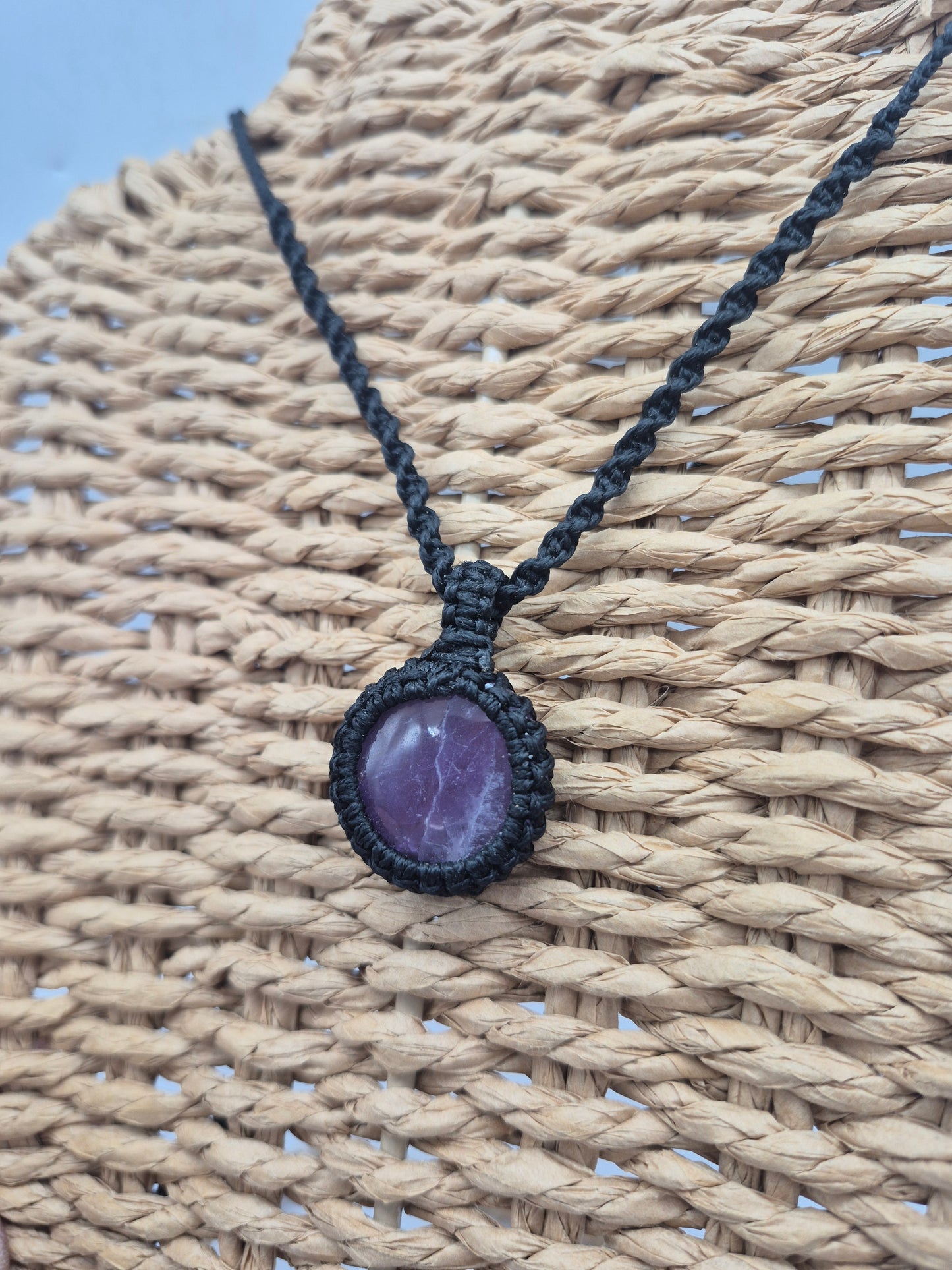 Amethyst Crystal  Macrame Necklace