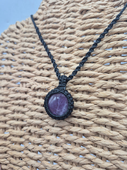 Amethyst Crystal  Macrame Necklace