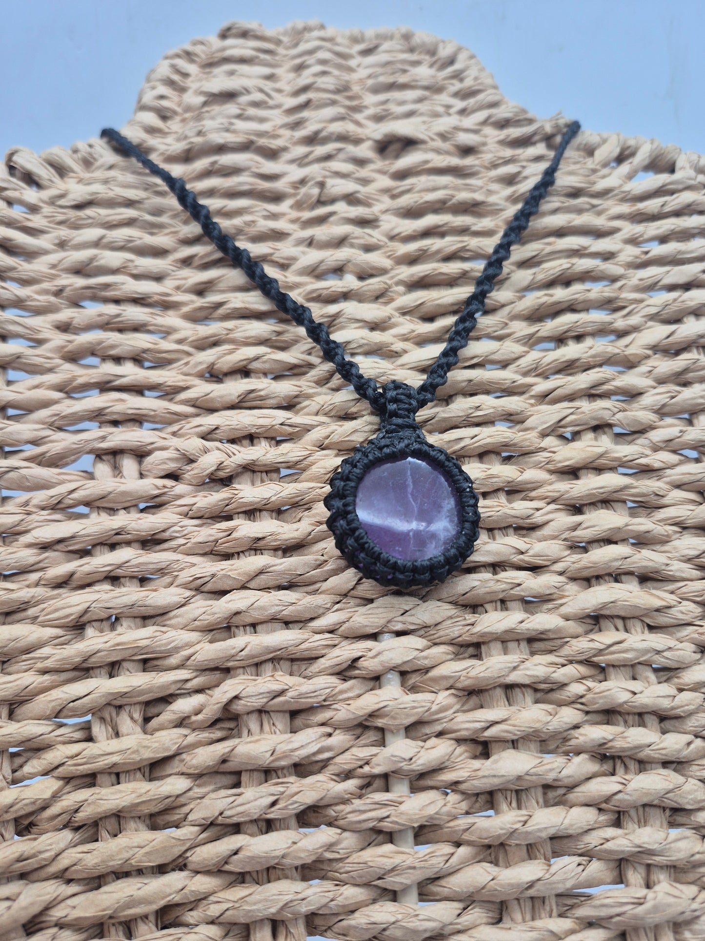 Amethyst Crystal  Macrame Necklace