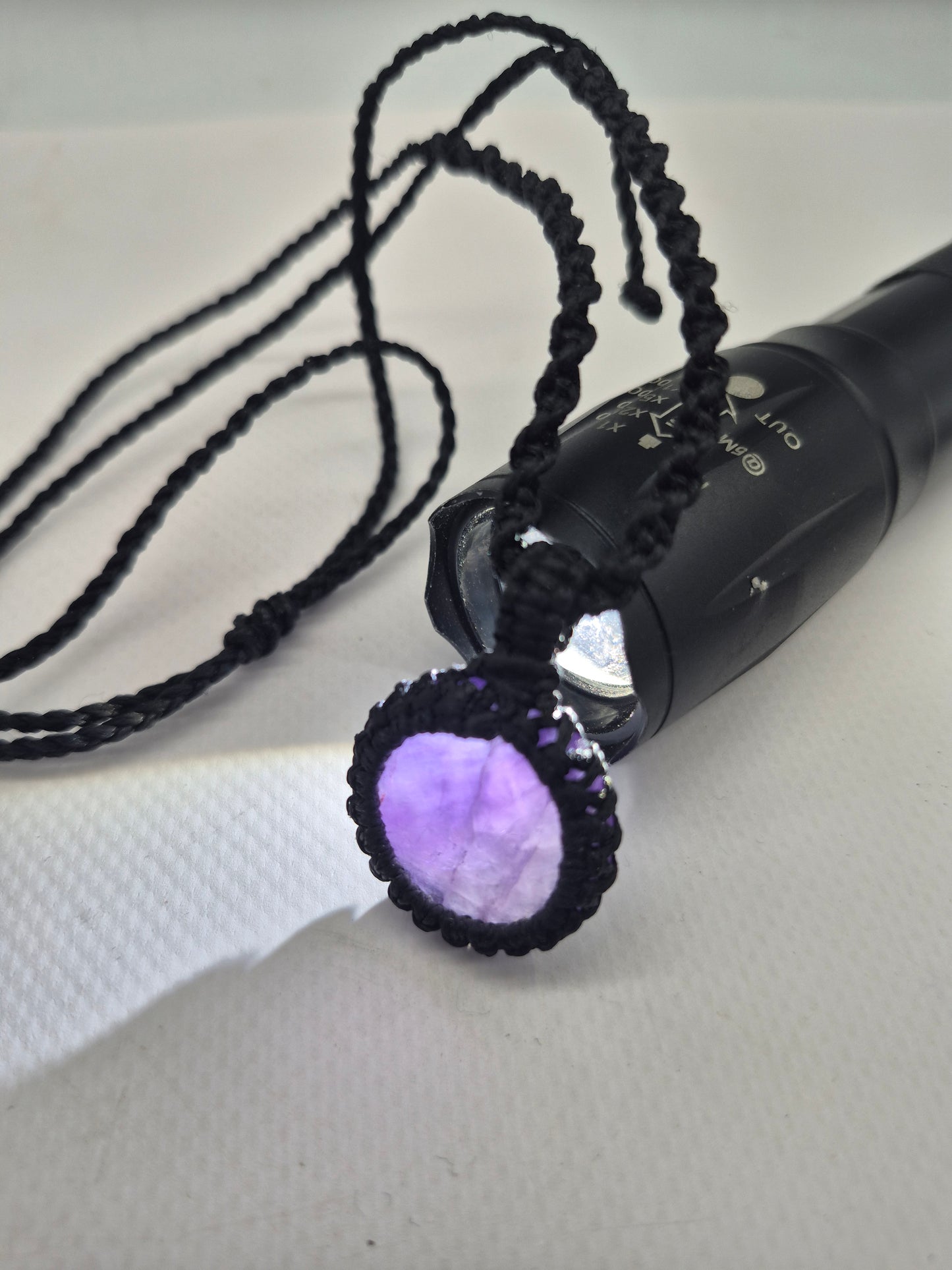 Amethyst Crystal  Macrame Necklace