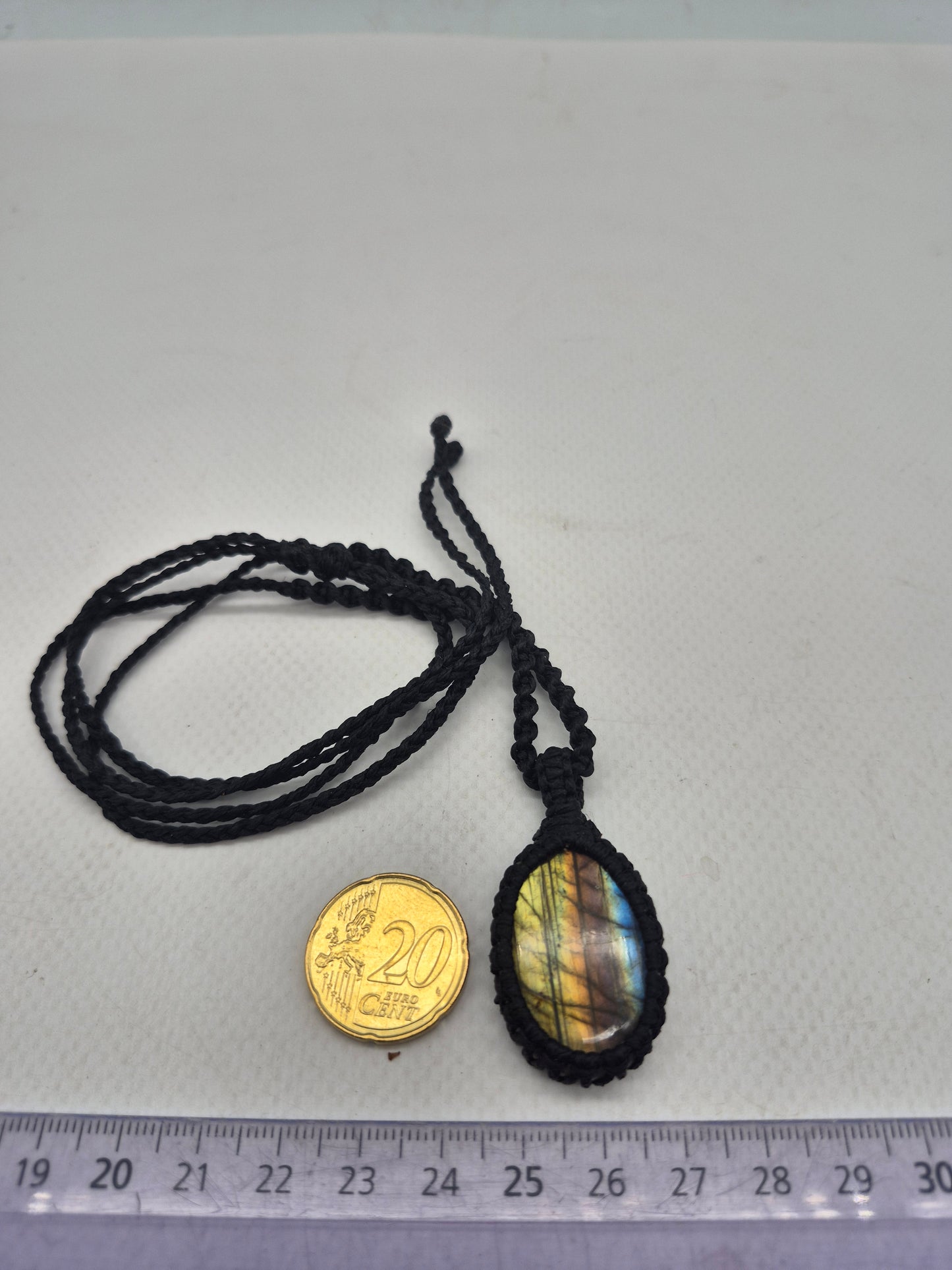 Labradorite Oval  Macrame Pendant Necklace Cabochon