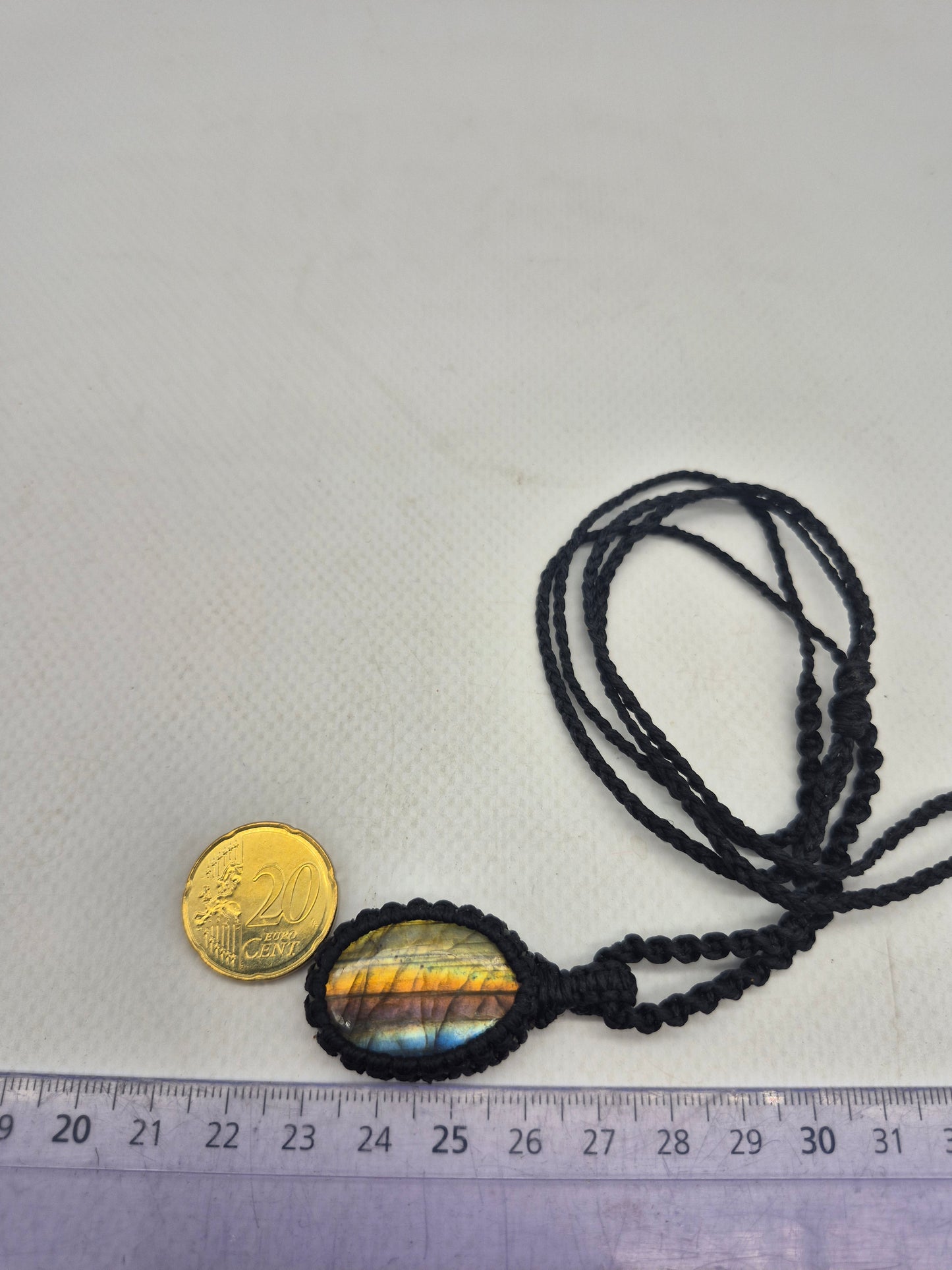 Labradorite Oval  Macrame Pendant Necklace Cabochon