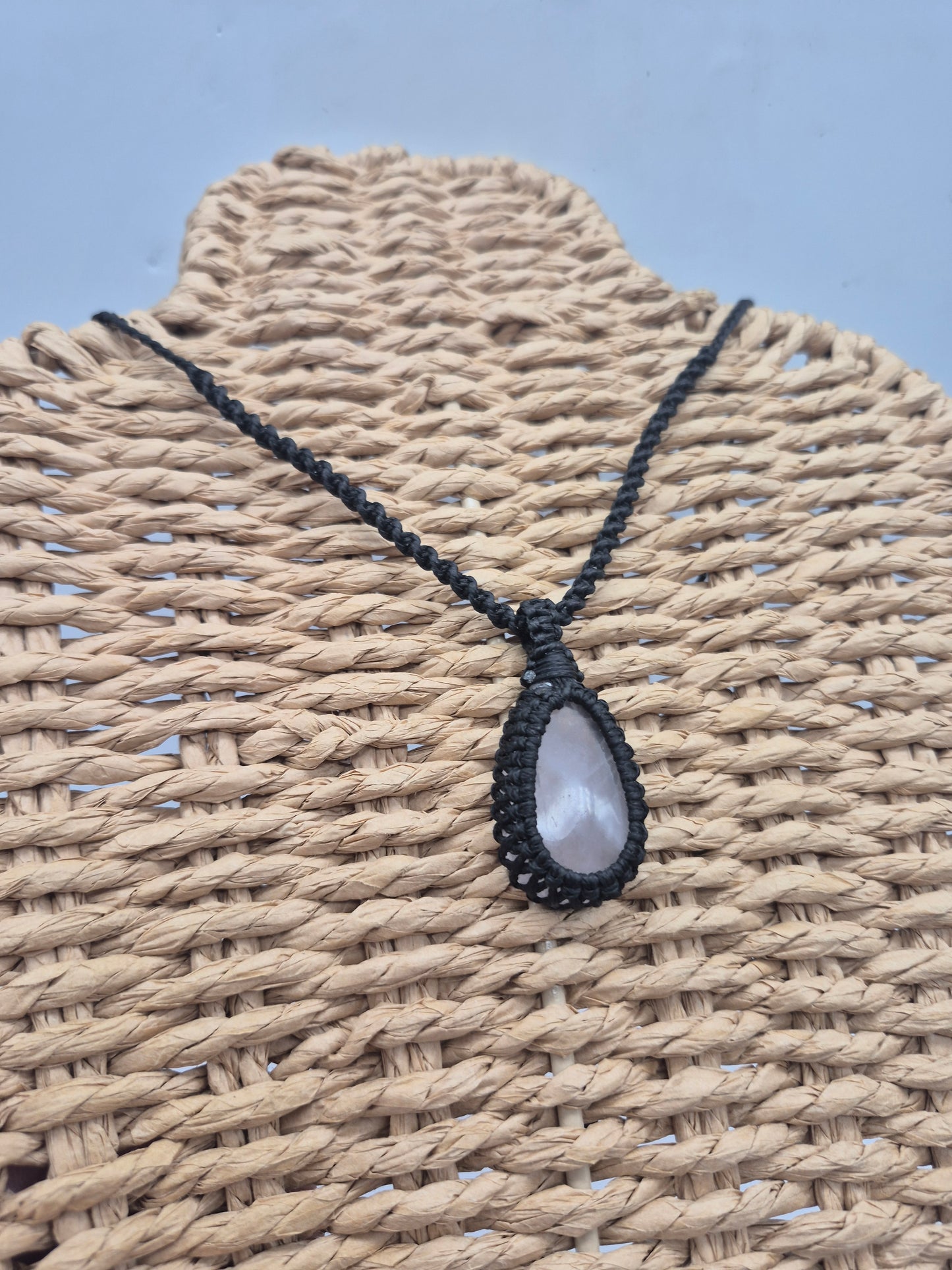 Rose Quartz Crystal Macrame Necklace - Love & Emotional Healing