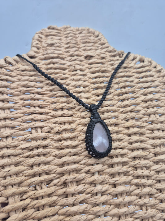 Rose Quartz Crystal Macrame Necklace - Love & Emotional Healing