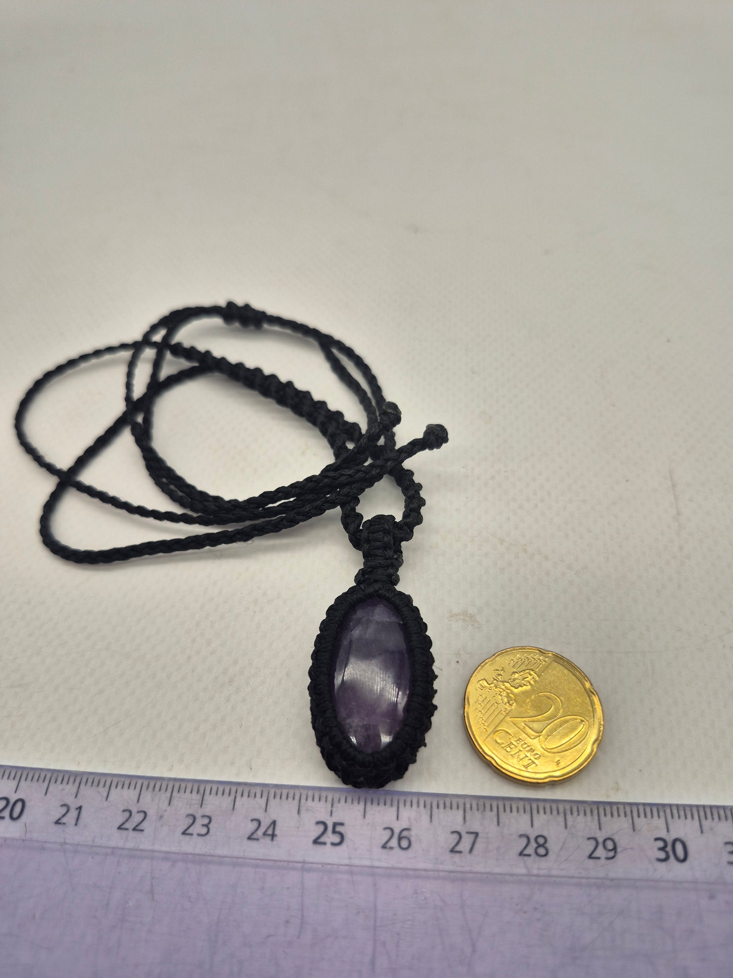 Amethyst Oval Crystal  Macrame Necklace