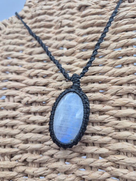Moonstone Handmade Wrapped Macrame Necklace - Healing Stone
