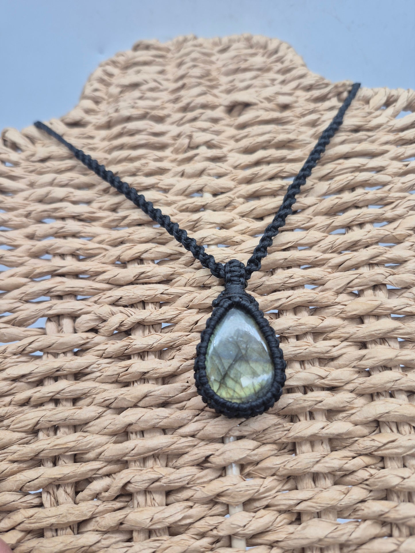 Labradorite Macrame Pendant Necklace Cabochon