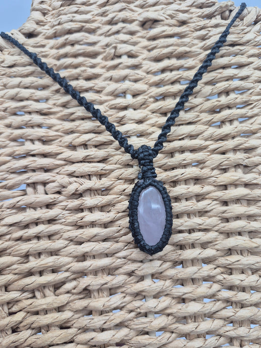 Rose Quartz Crystal Macrame Necklace - Love & Emotional Healing