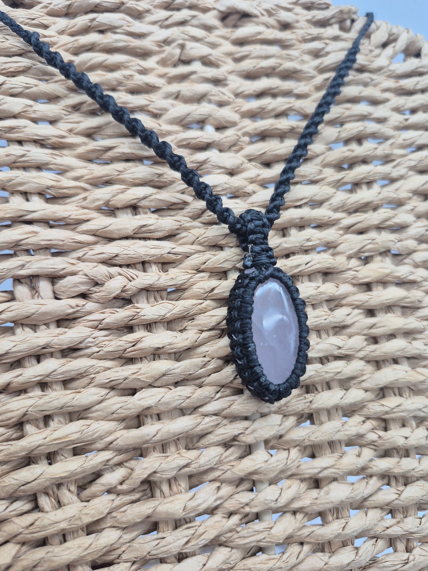 Rose Quartz Crystal Macrame Necklace - Love & Emotional Healing