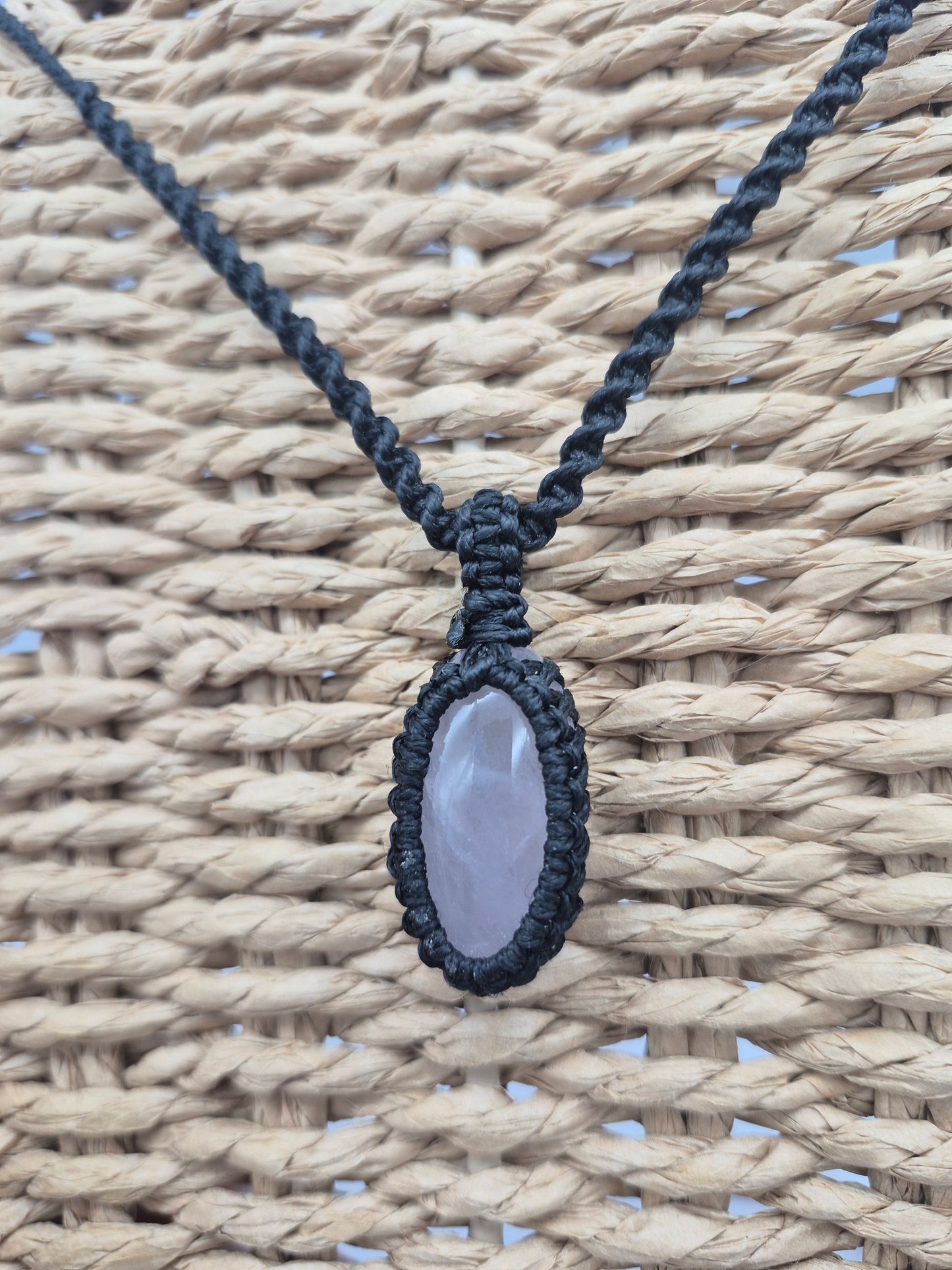 Rose Quartz Crystal Macrame Necklace - Love & Emotional Healing
