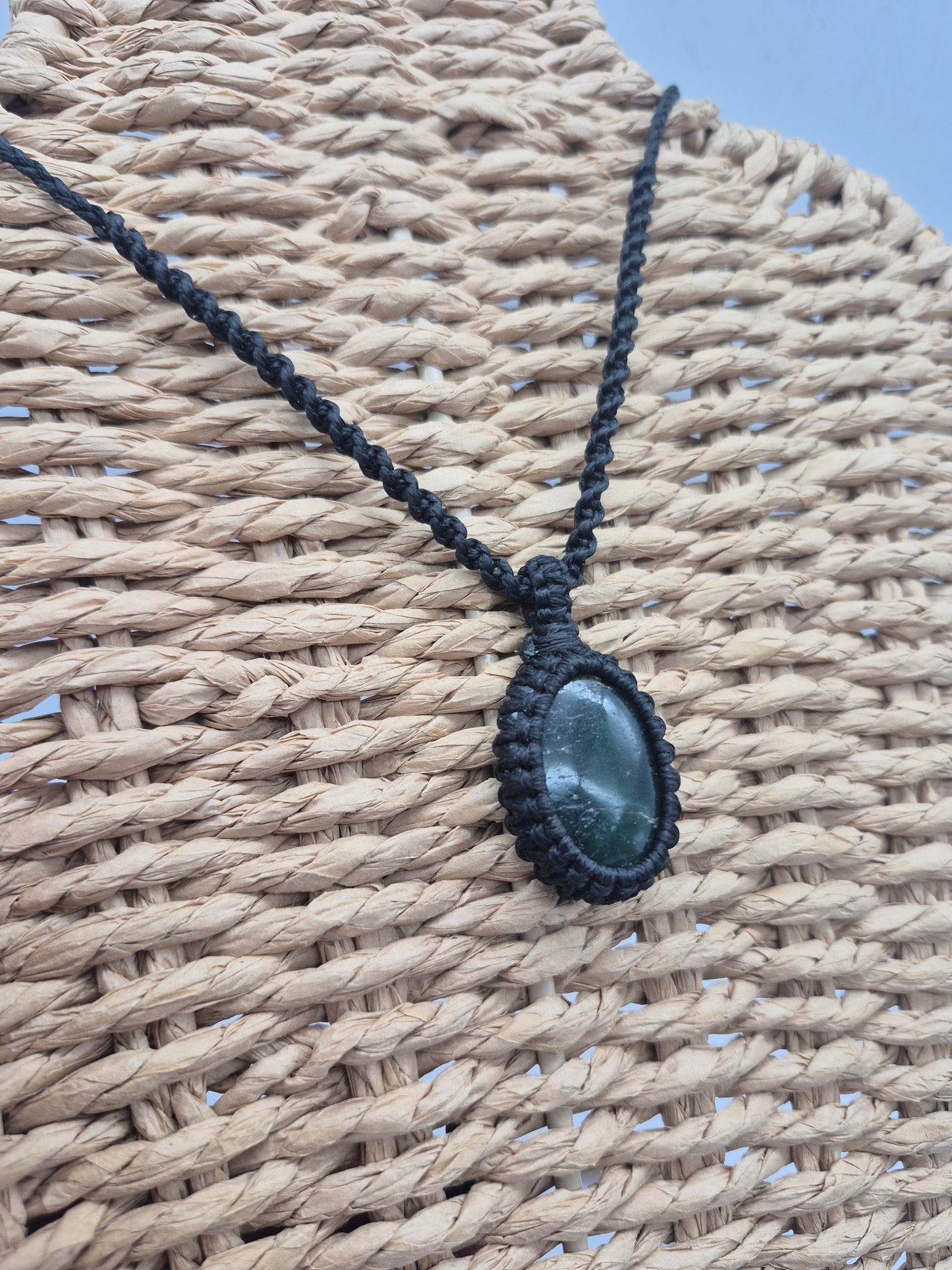 Green Aventurine Macrame Necklace: Lucky Crystal Healing Stone