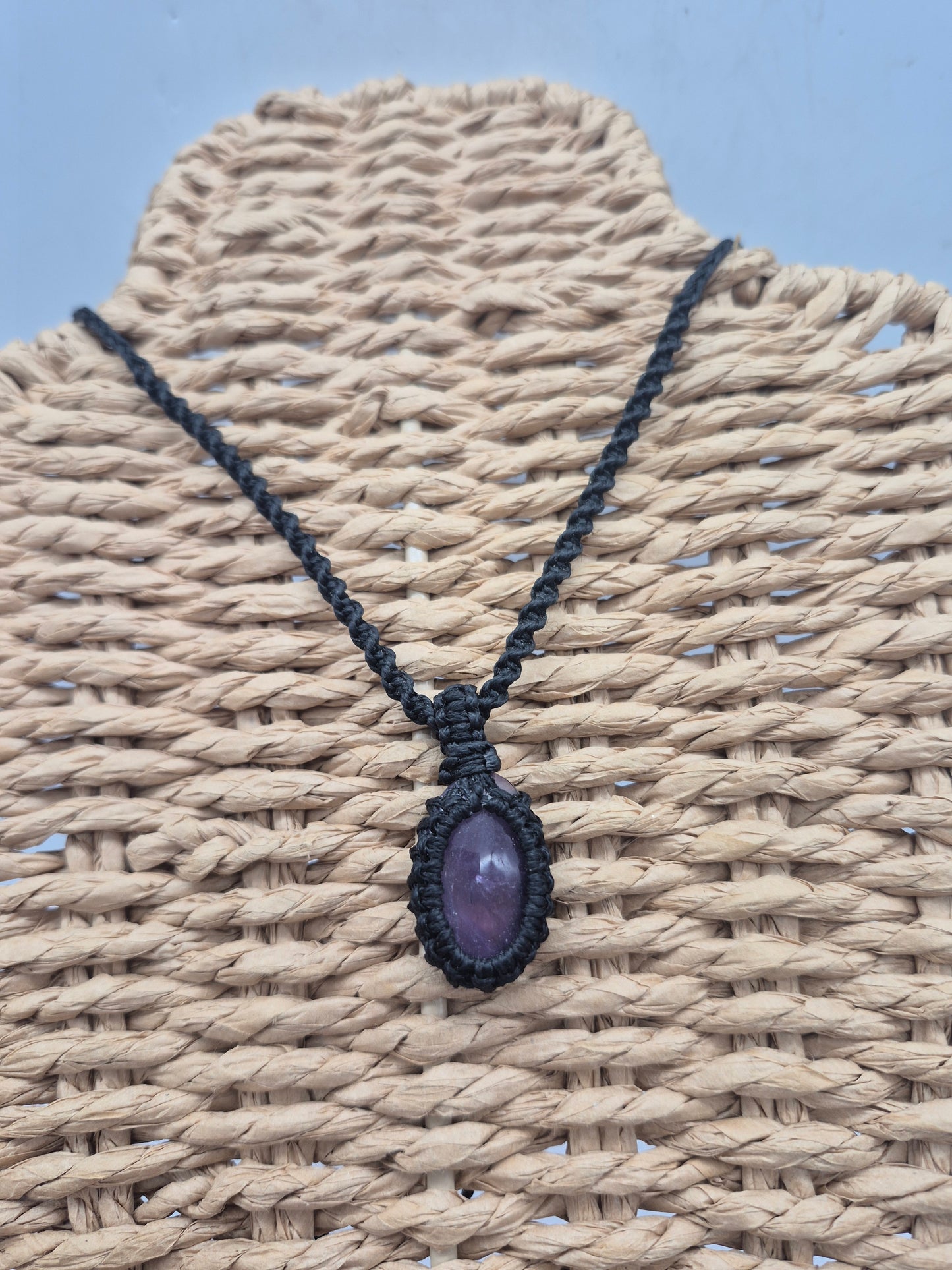 Amethyst Crystal  Macrame Necklace