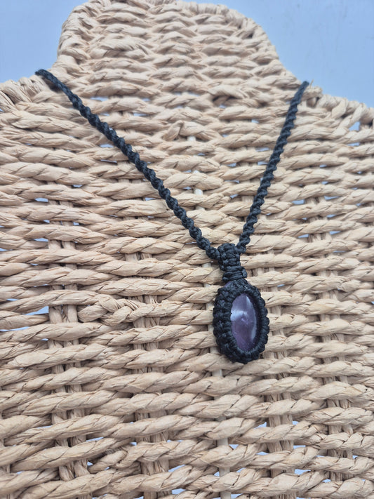 Amethyst Crystal  Macrame Necklace