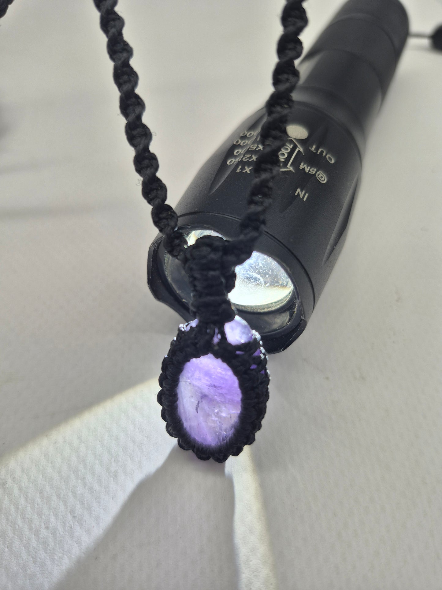 Amethyst Crystal  Macrame Necklace