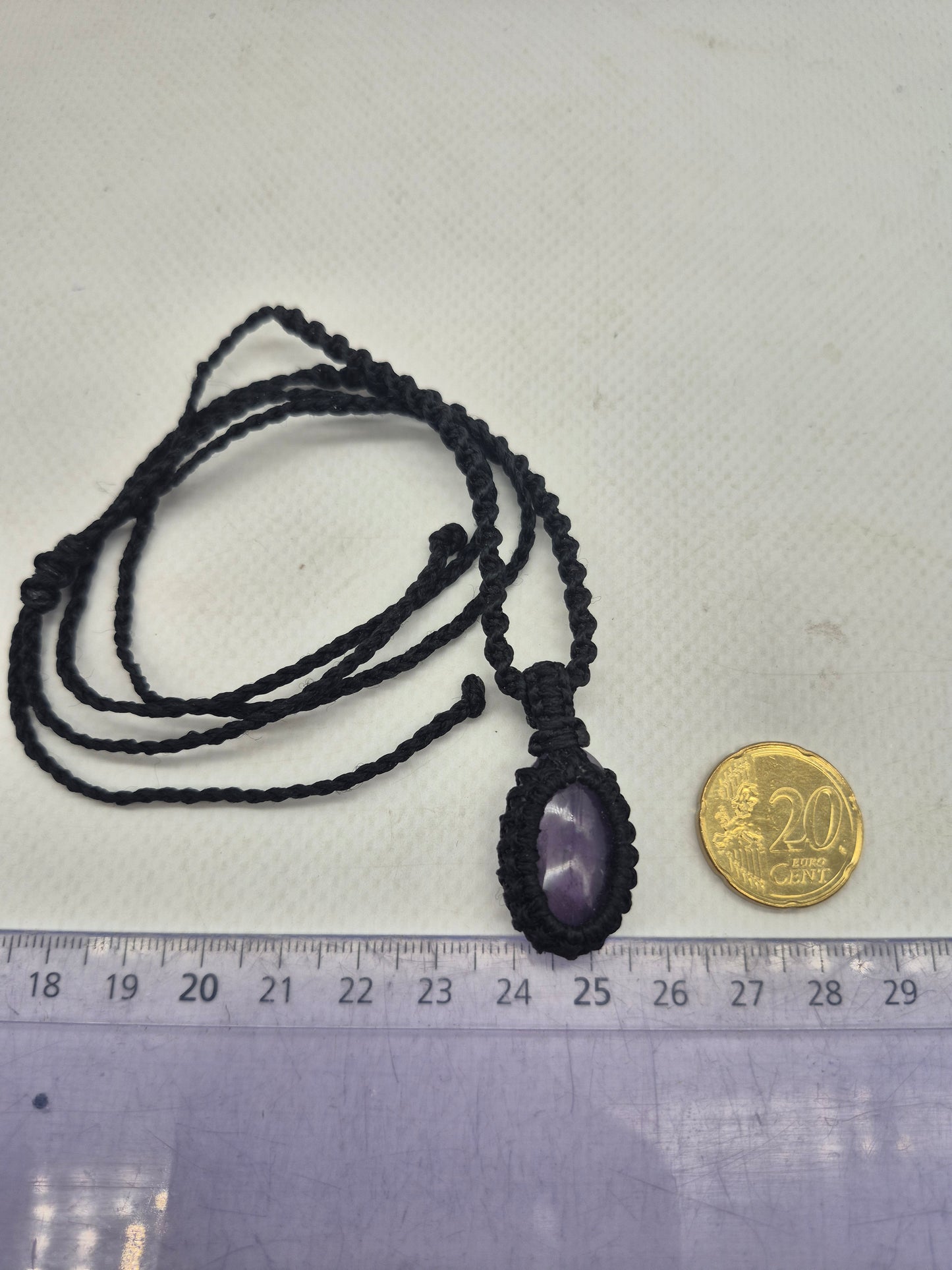 Amethyst Crystal  Macrame Necklace