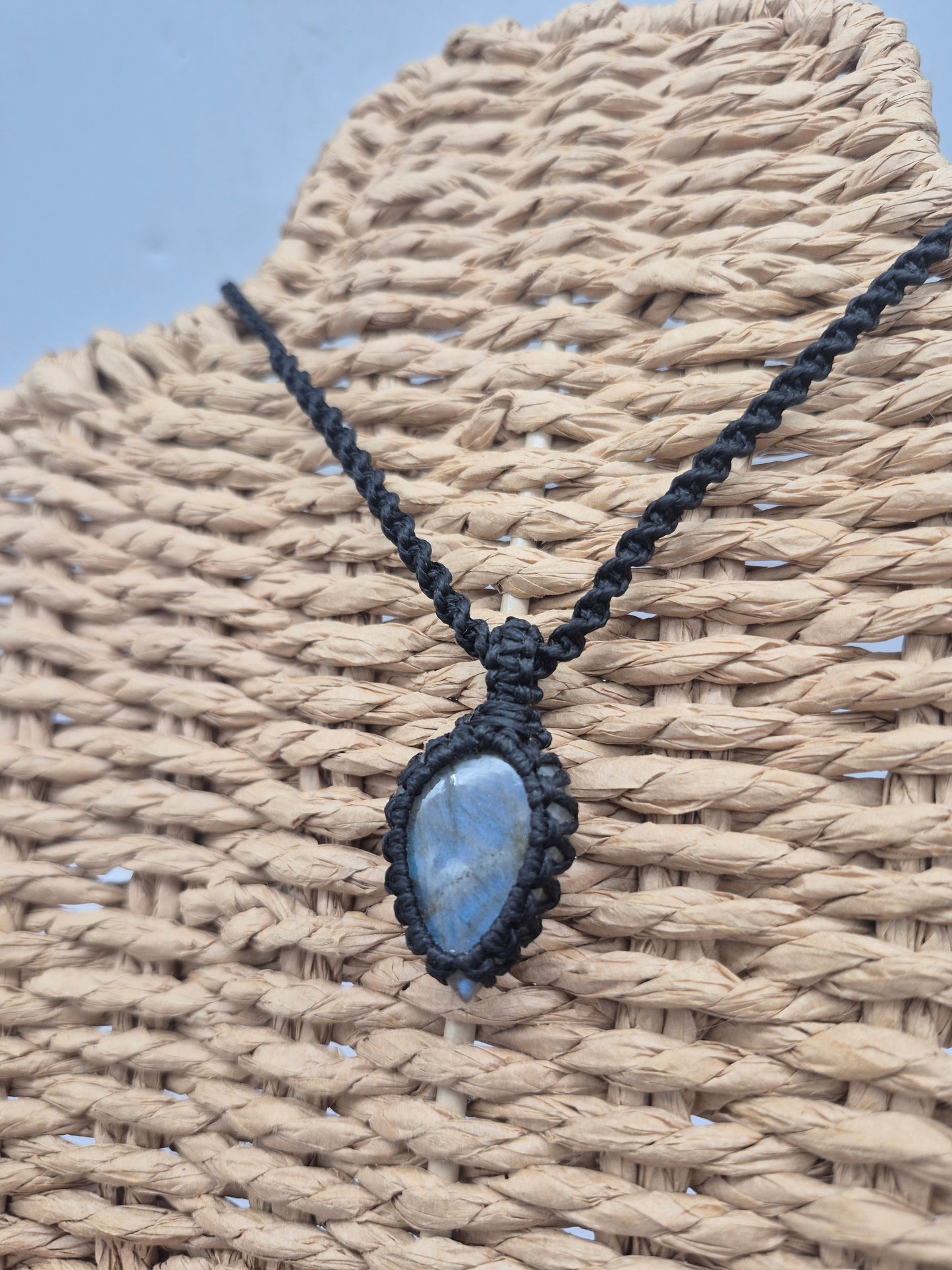 Labradorite Macrame Pendant Necklace Cabochon