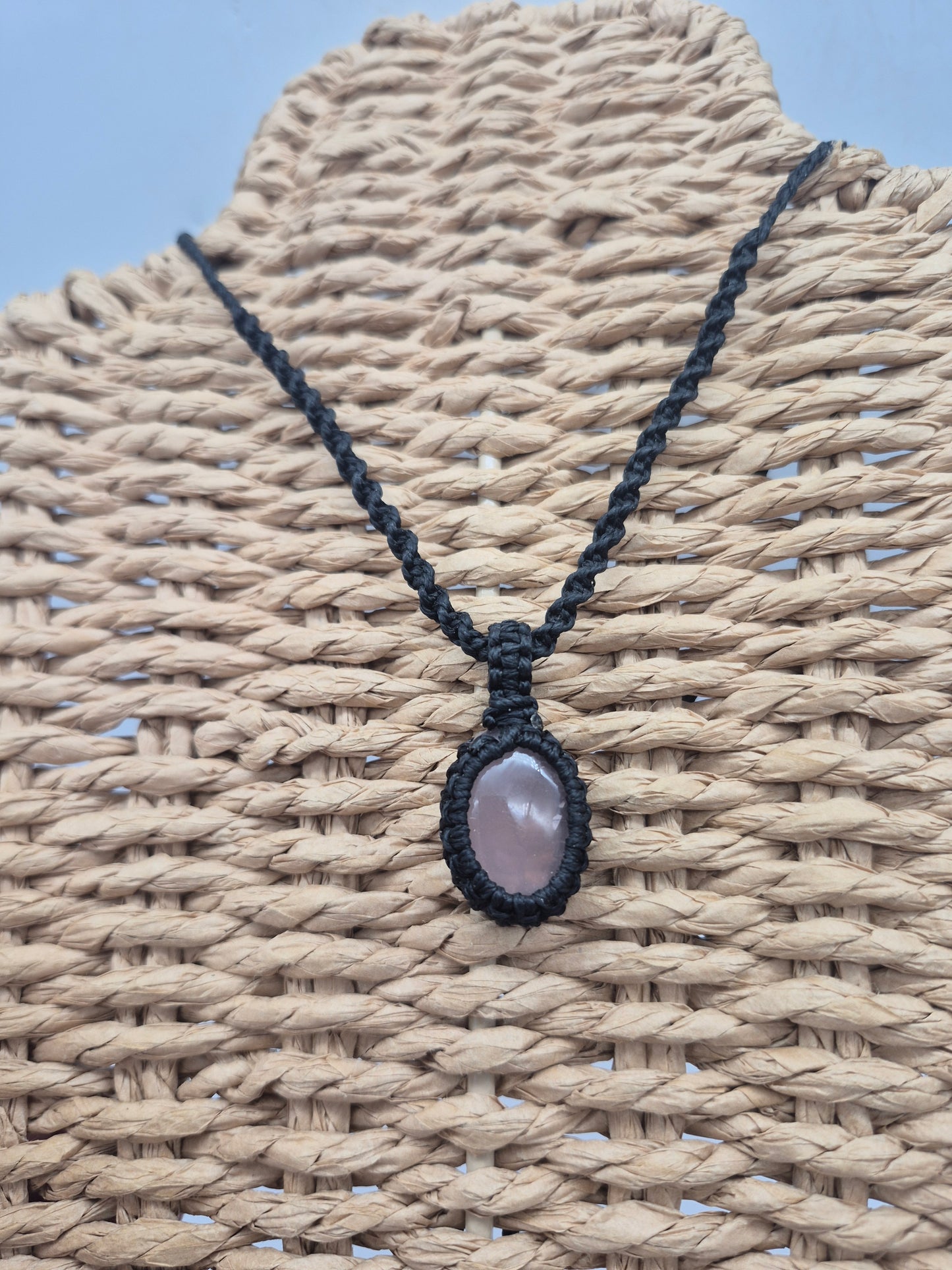 Rose Quartz Crystal Macrame Necklace - Love & Emotional Healing