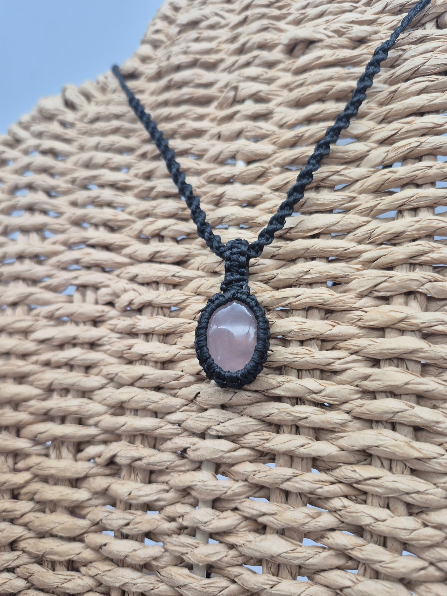 Rose Quartz Crystal Macrame Necklace - Love & Emotional Healing