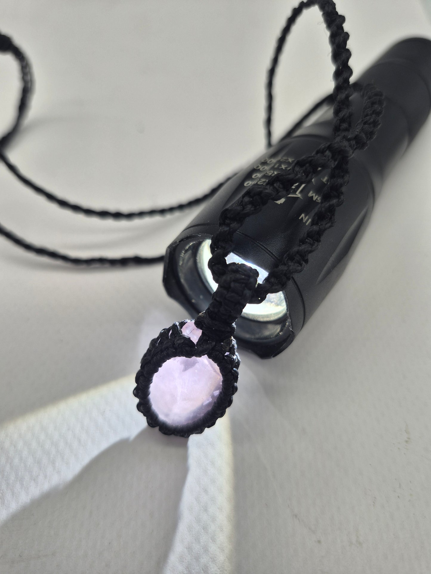 Rose Quartz Crystal Macrame Necklace - Love & Emotional Healing
