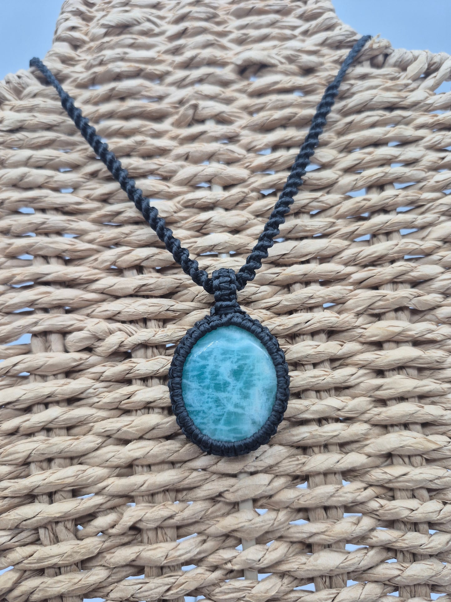 Amazonite Crystal Macrame Necklace