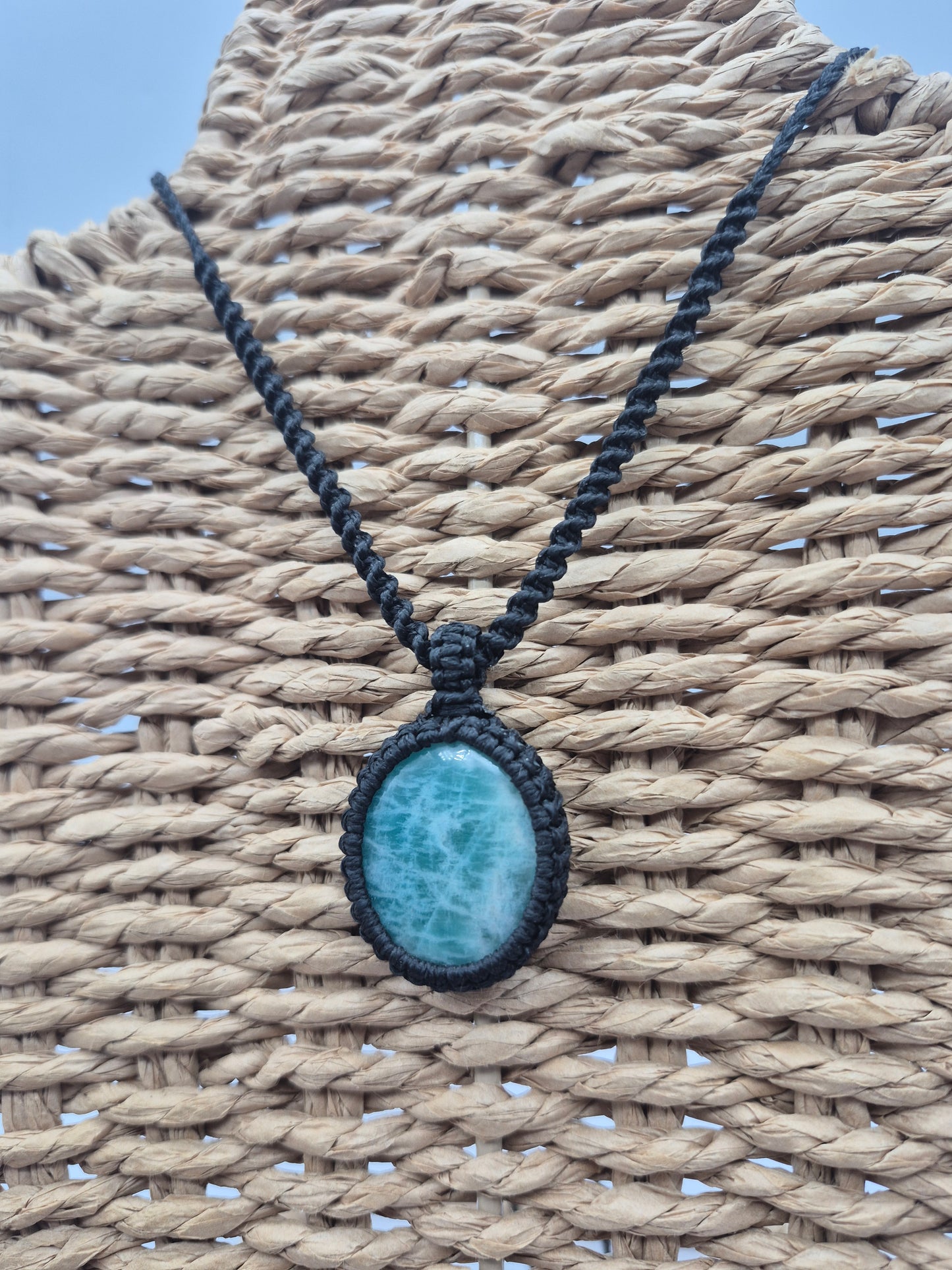 Amazonite Crystal Macrame Necklace