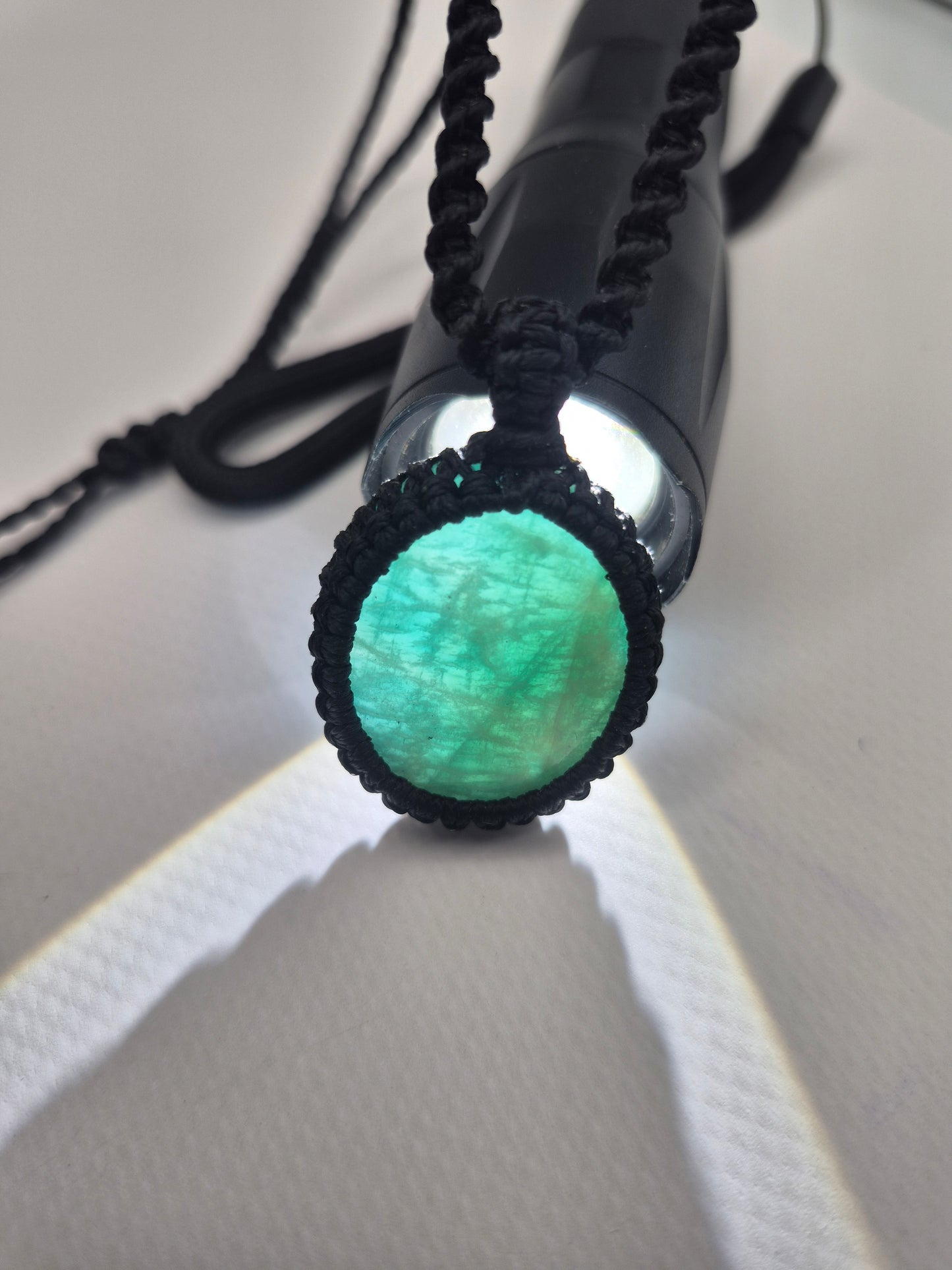 Amazonite Crystal Macrame Necklace