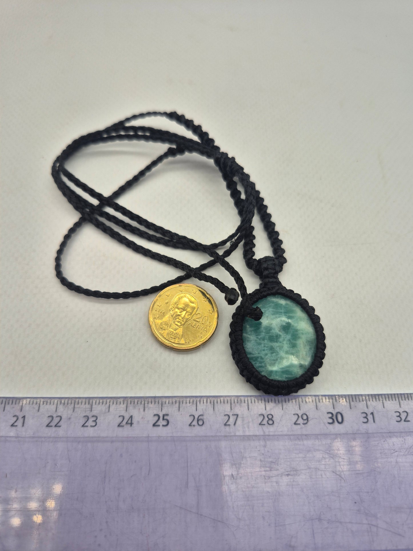 Amazonite Crystal Macrame Necklace