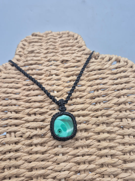 Malachite Crystal Macrame  Necklace