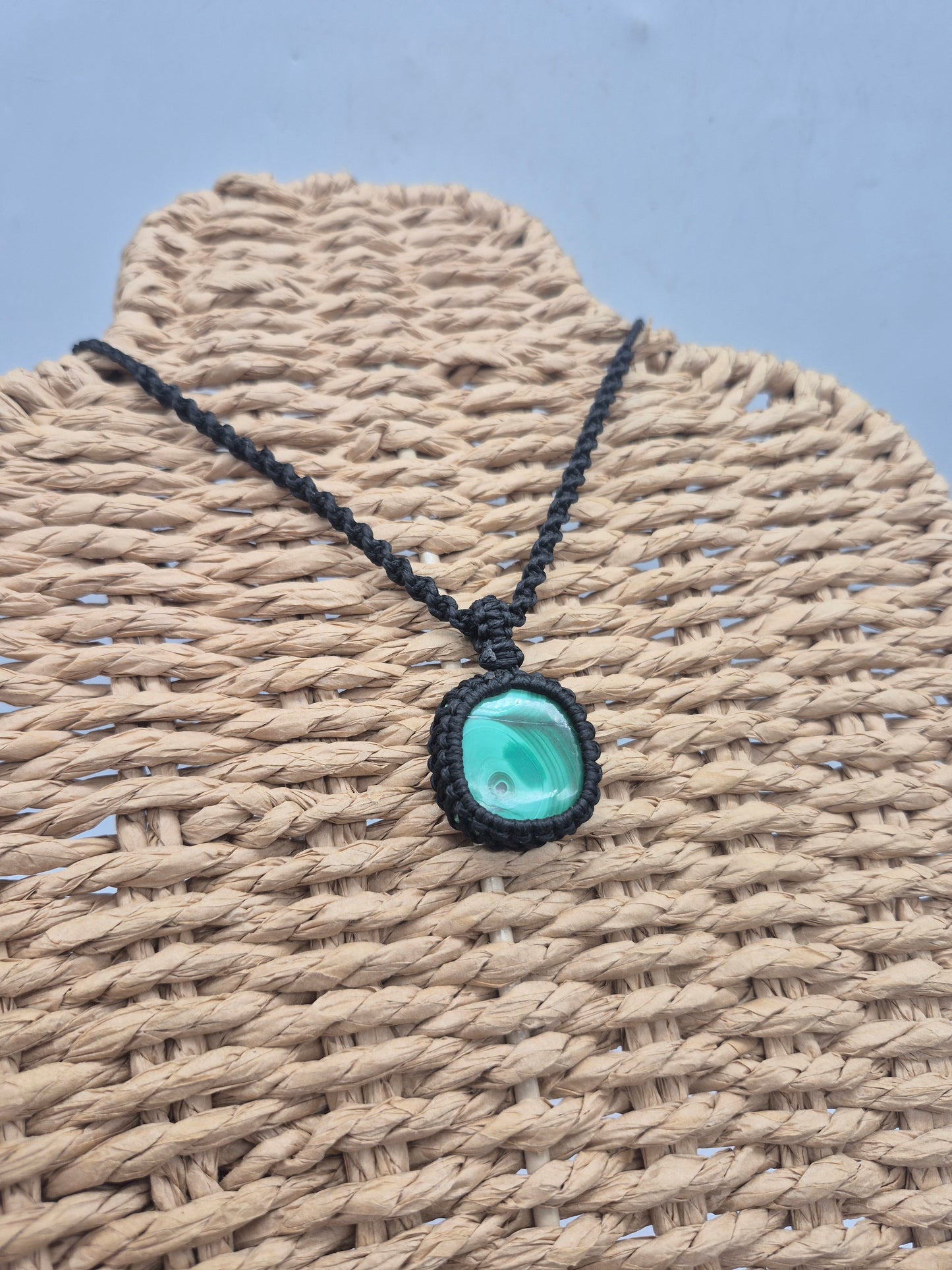 Malachite Crystal Macrame  Necklace