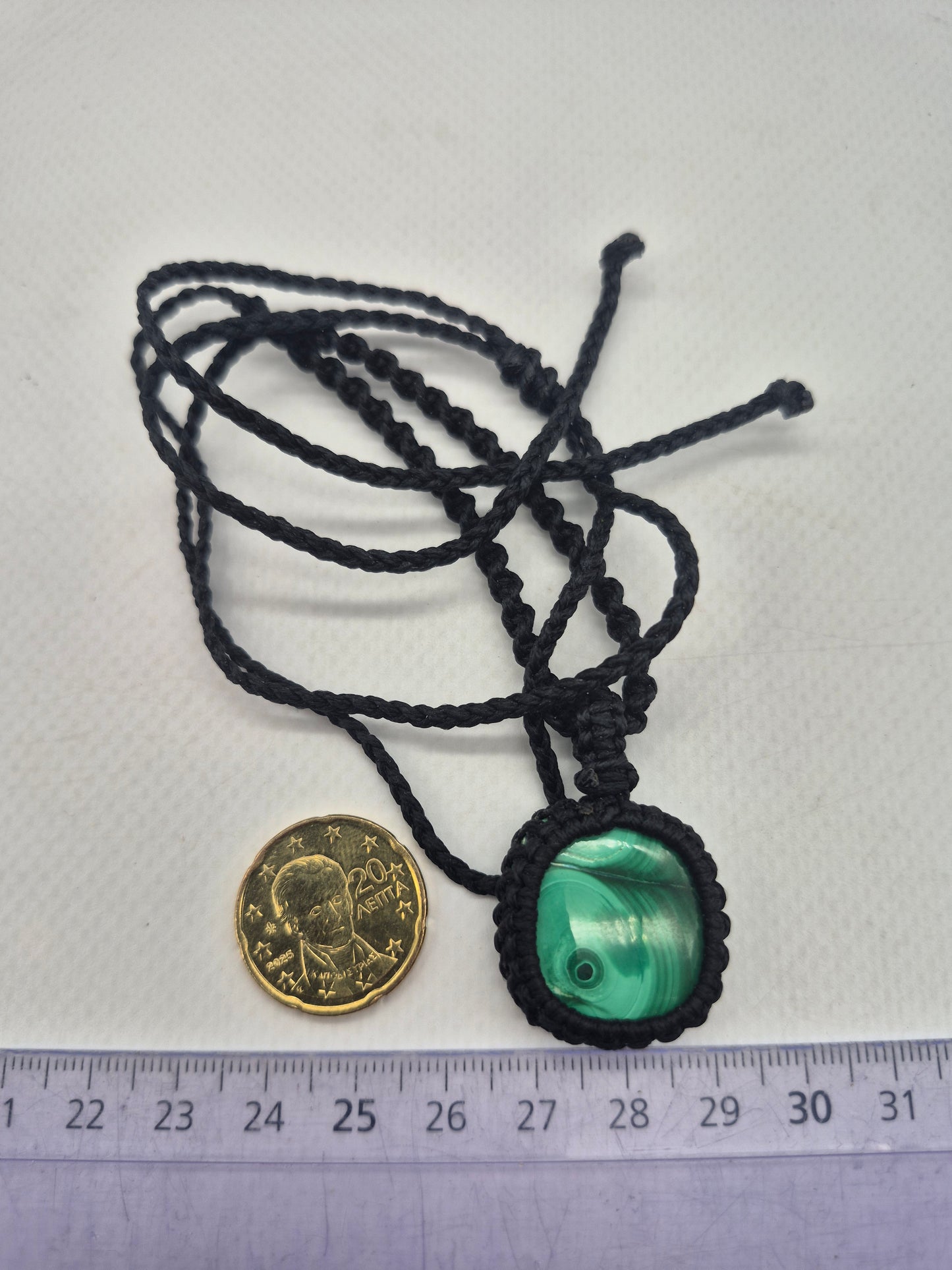 Malachite Crystal Macrame  Necklace
