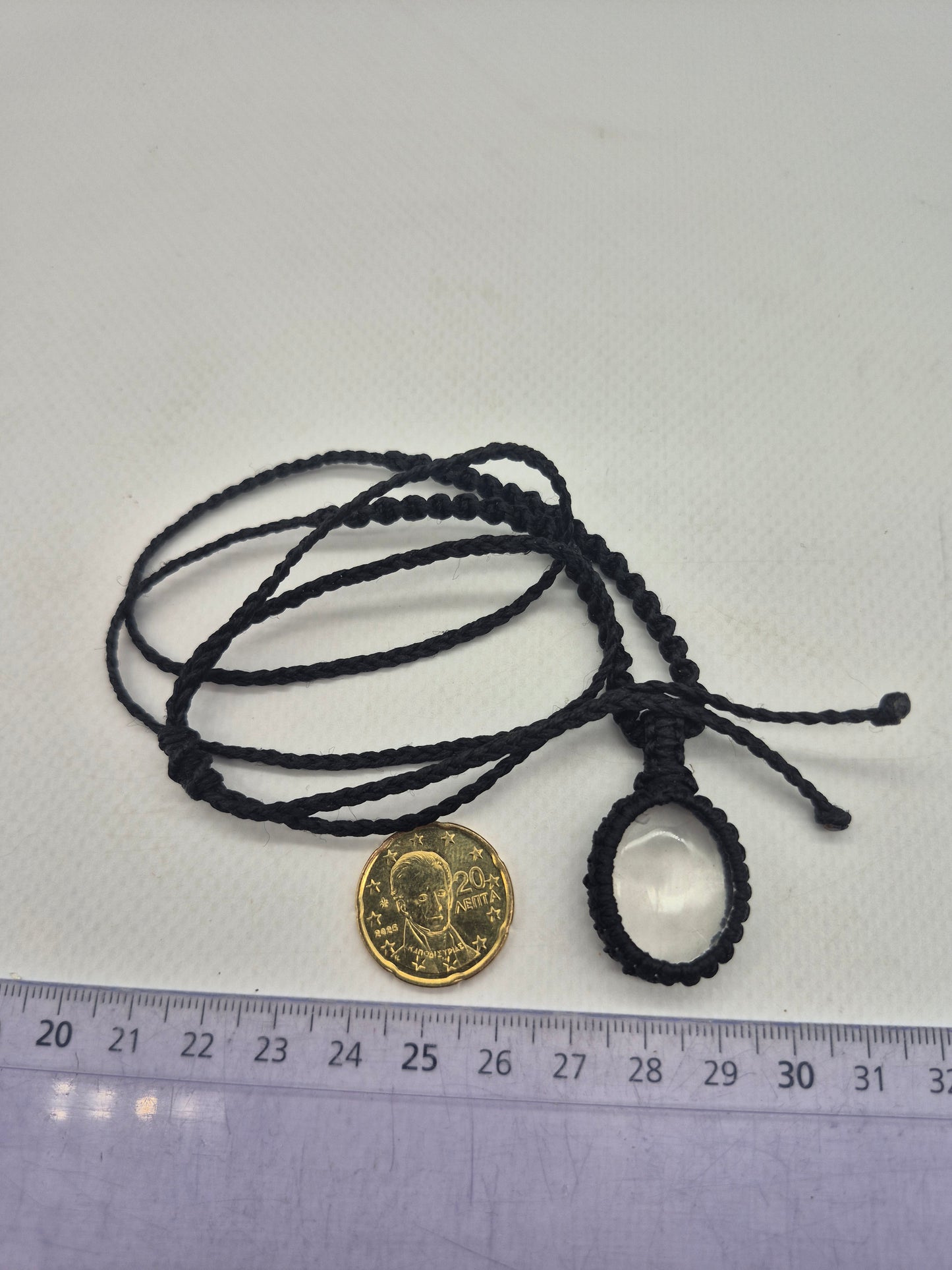 Clear Quartz Macrame Necklace, Transparent Crystal Wrapped Necklace, Clear Stone Handmade Necklace