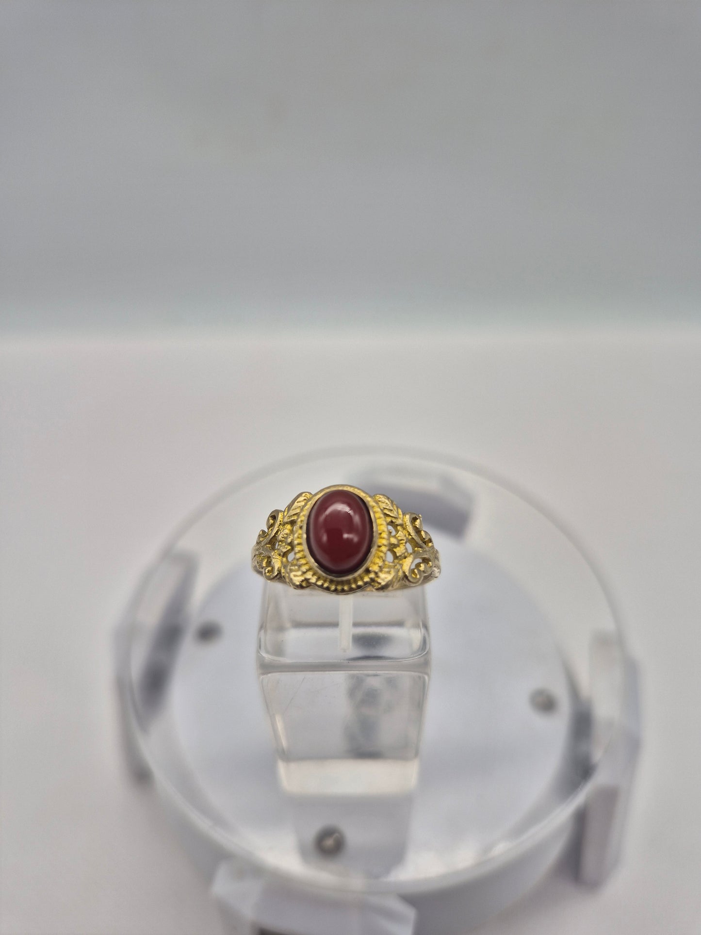Carnelian Brass Adjustable Ring for Women