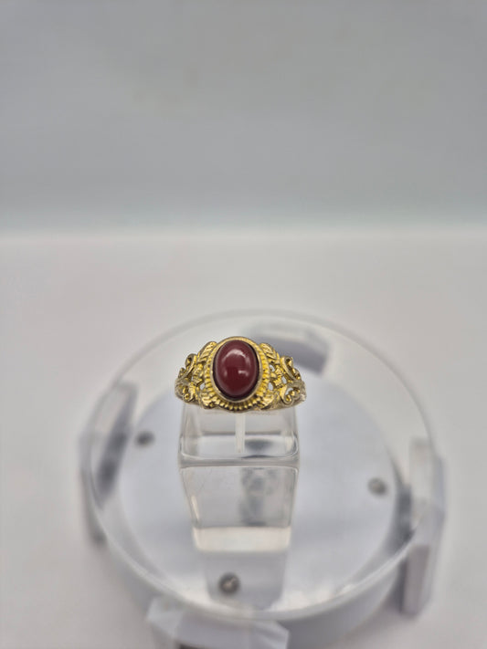 Carnelian Brass Adjustable Ring for Women