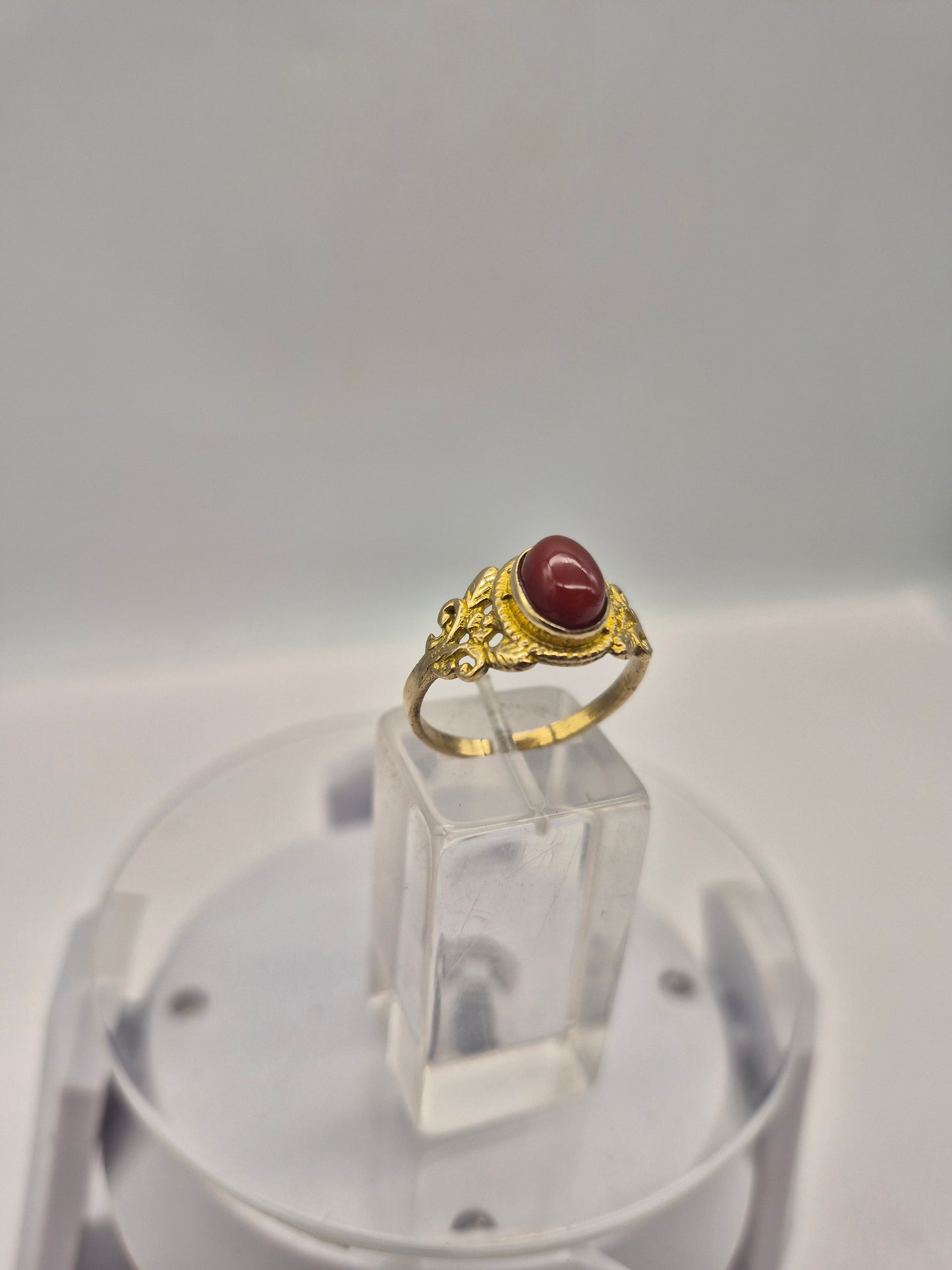 Carnelian Brass Adjustable Ring for Women