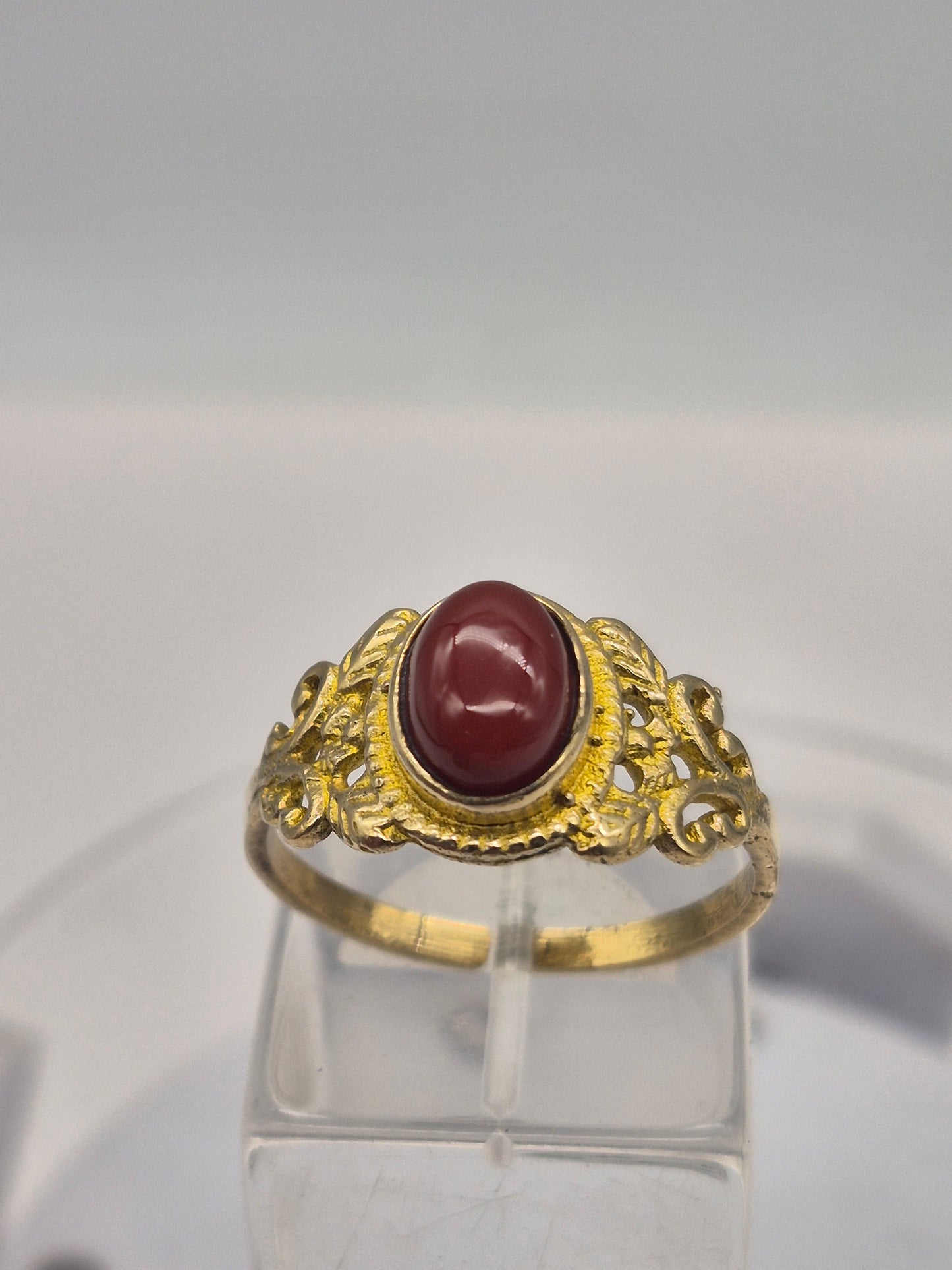 Carnelian Brass Adjustable Ring for Women