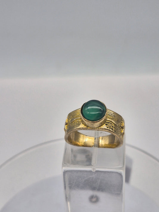 Green Aventurine Brass Adjustable Ring for Women