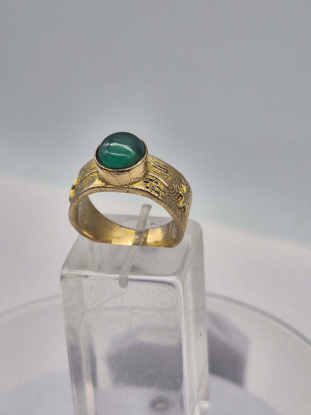 Green Aventurine Brass Adjustable Ring for Women