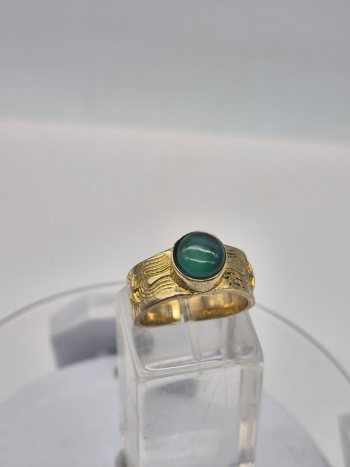 Green Aventurine Brass Adjustable Ring for Women