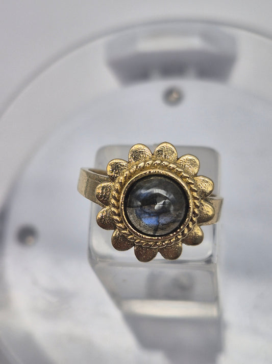Labradorite Crystal Brass Adjustable Ring