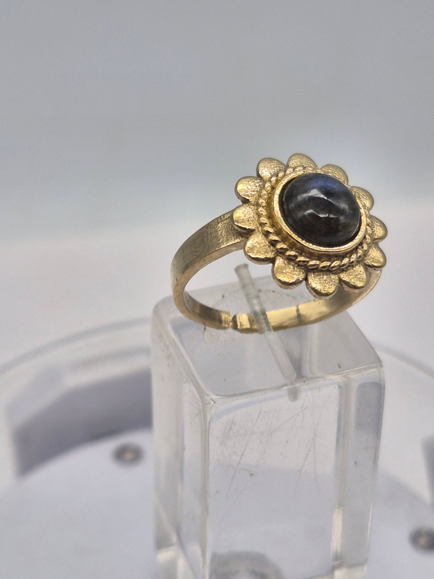 Labradorite Crystal Brass Adjustable Ring