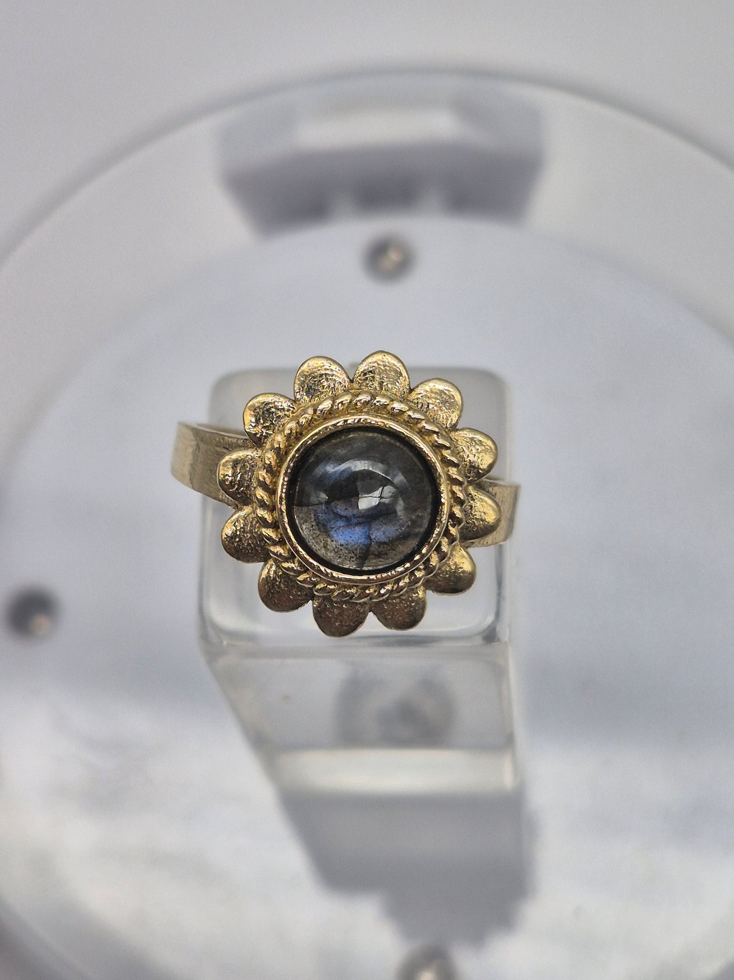 Labradorite Crystal Brass Adjustable Ring