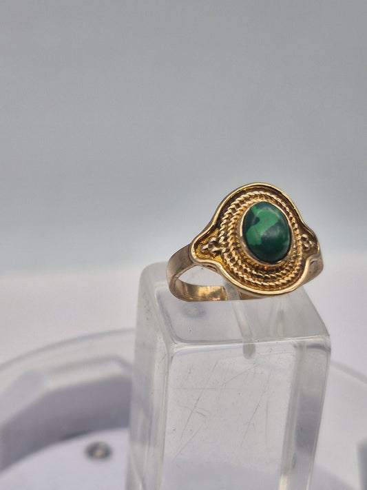 Malachite Brass Adjustable Ring Healing Crystal