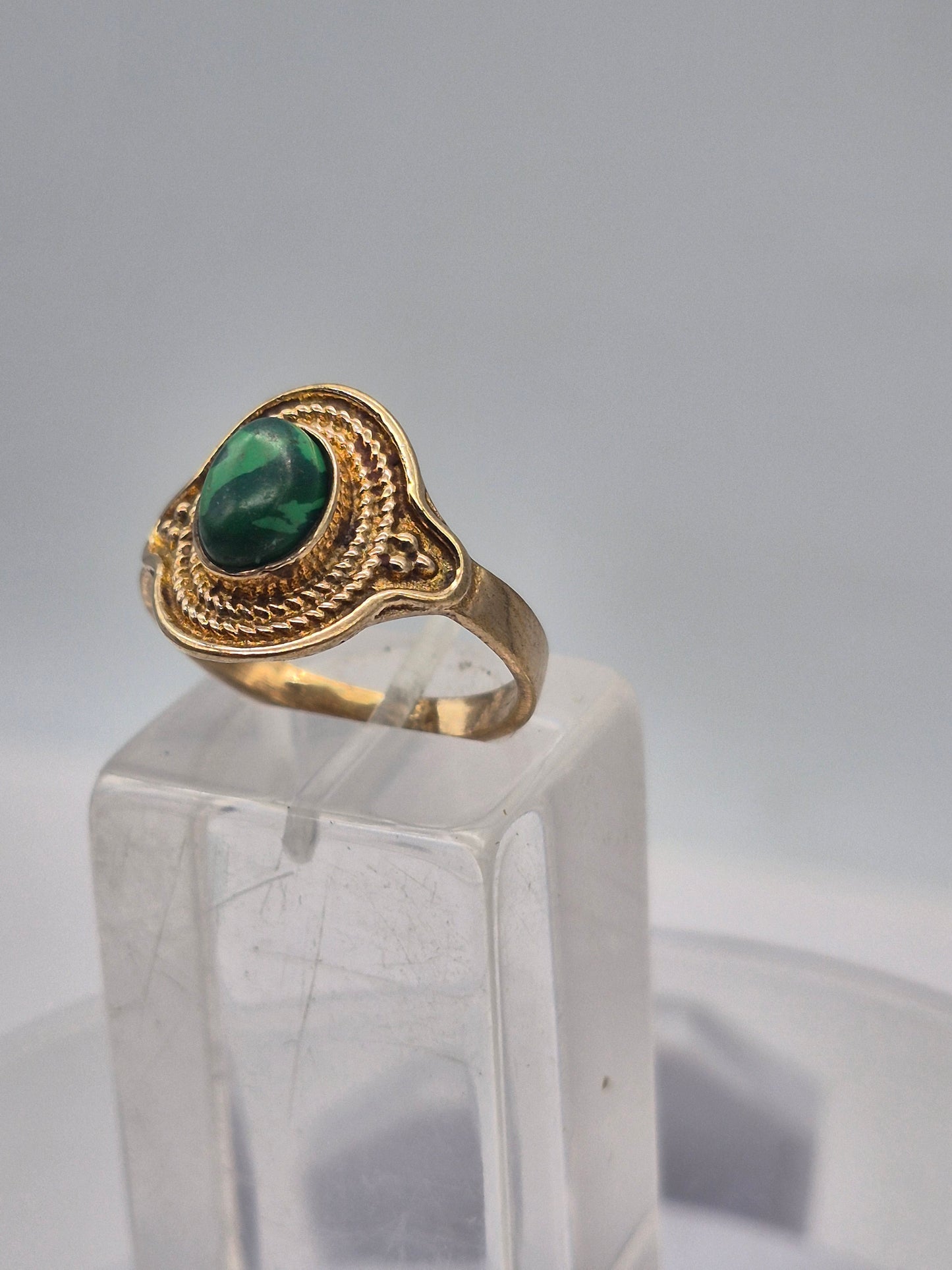 Malachite Brass Adjustable Ring Healing Crystal